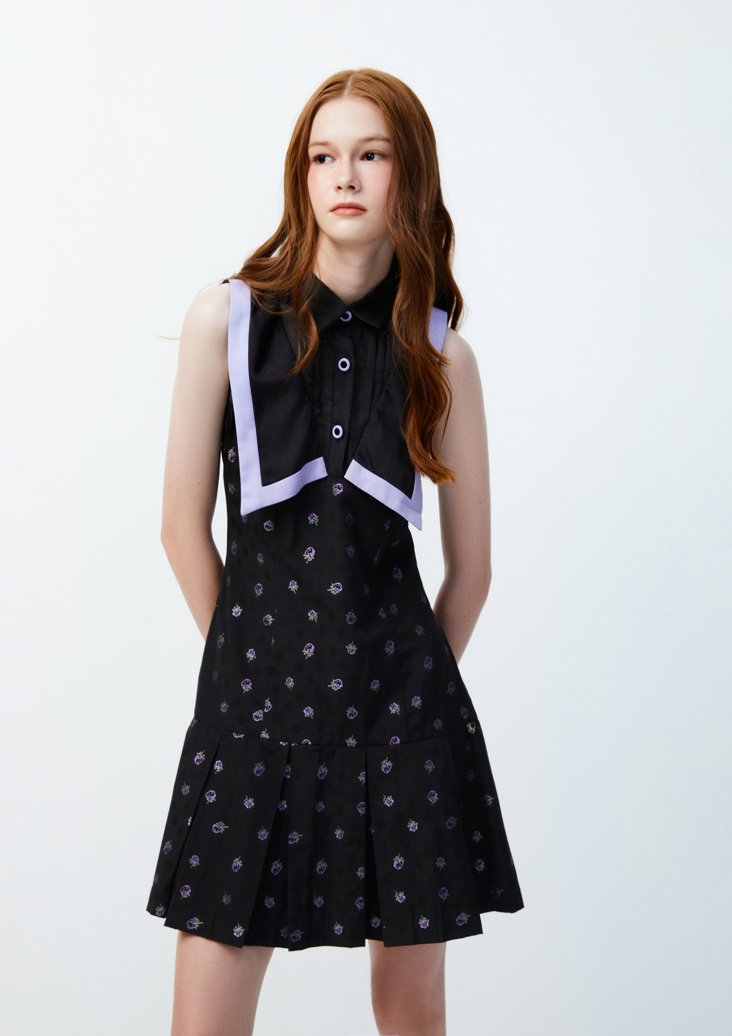 Lost in Museum Petunia Monogram Mini Dress Black