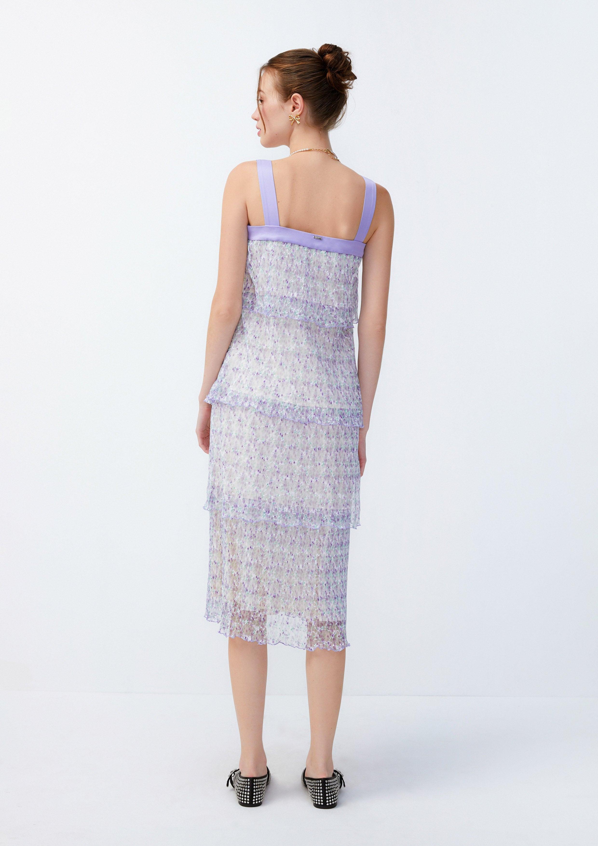 Lost in Museum Azure Aster Layered Sheer Dress Purple