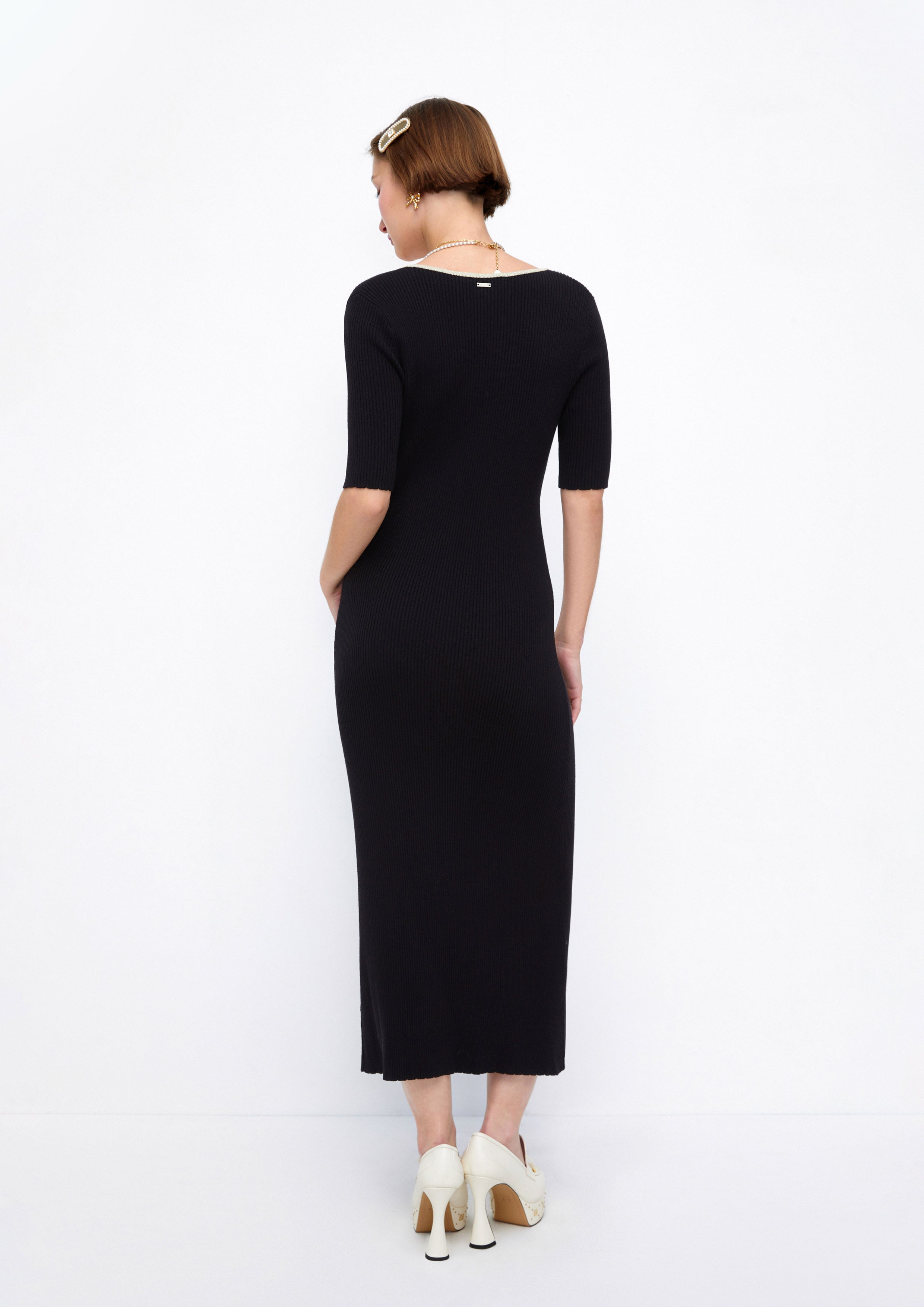 Bow Tie Short Sleeve Maxi Sheath Dress Lost In Museum Collection