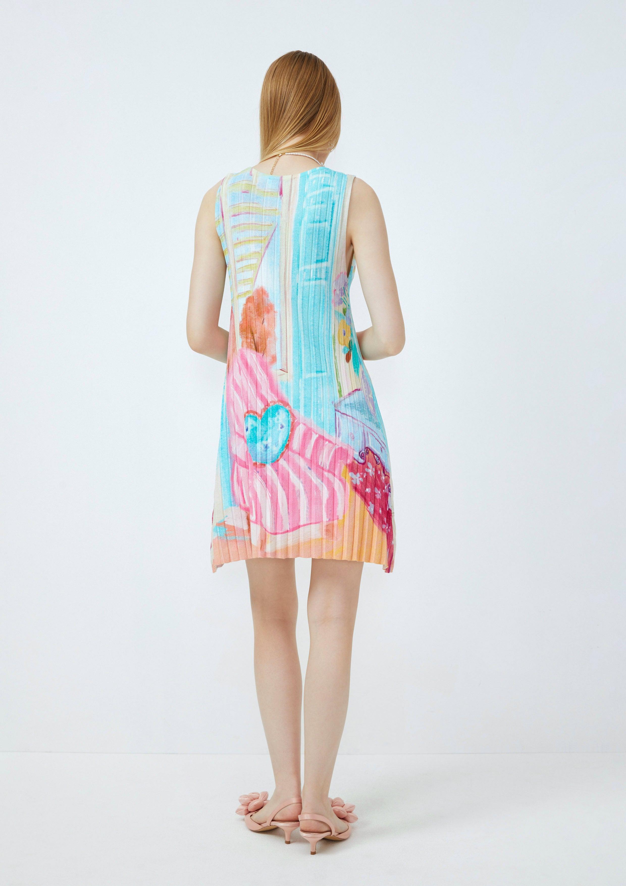 Lost in Museum Sleeveless Print Dress Multi Color