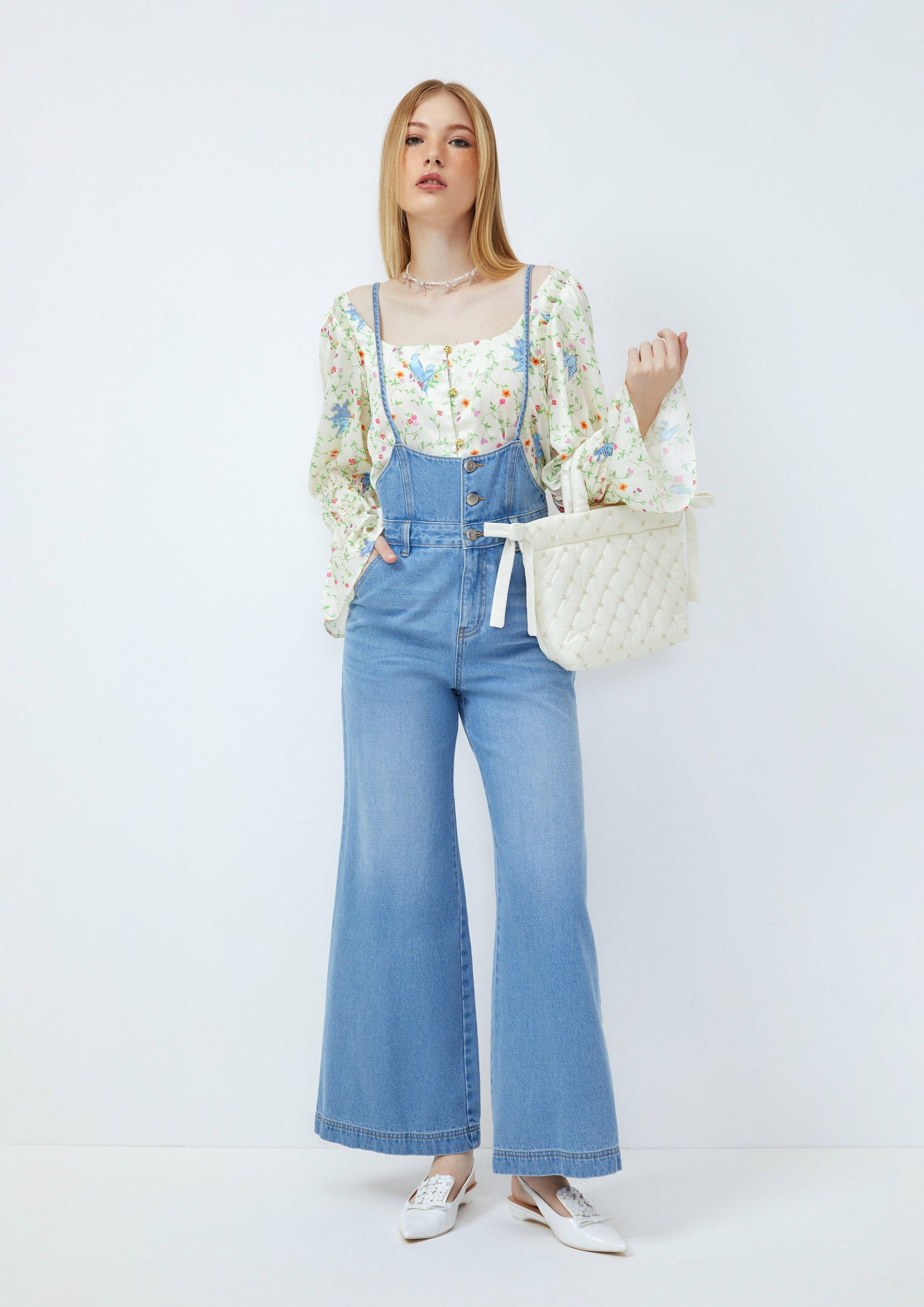 Lost in Museum Vintage Charm Denim Overalls Blue