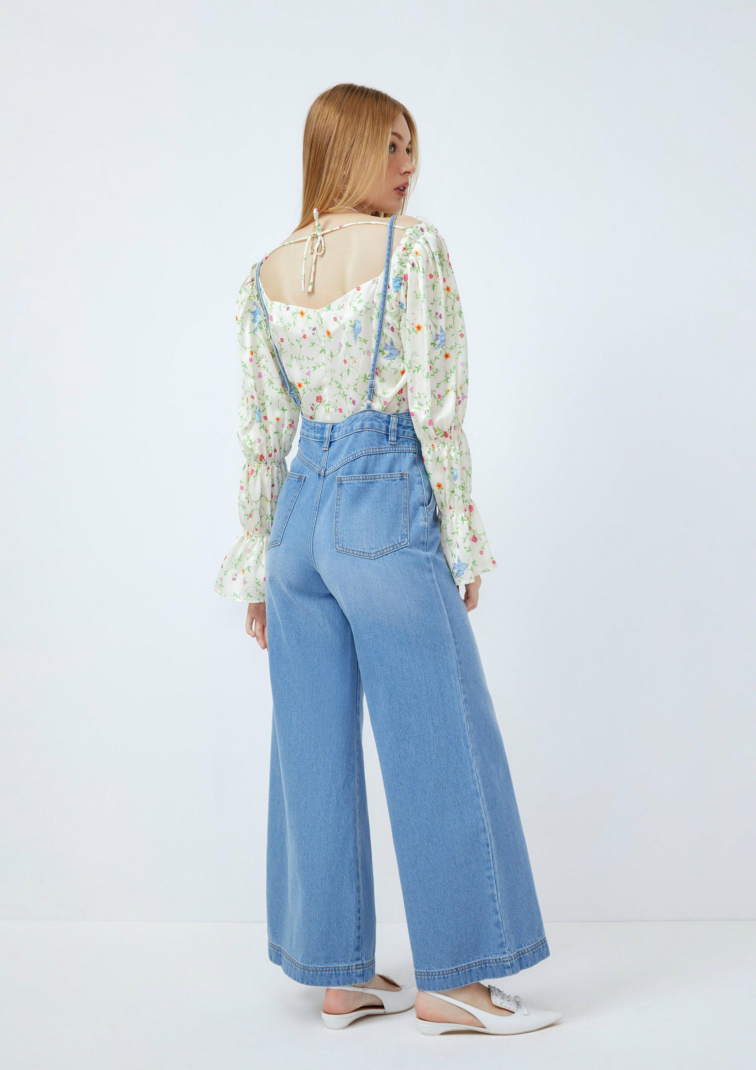 Lost in Museum Vintage Charm Denim Overalls Blue