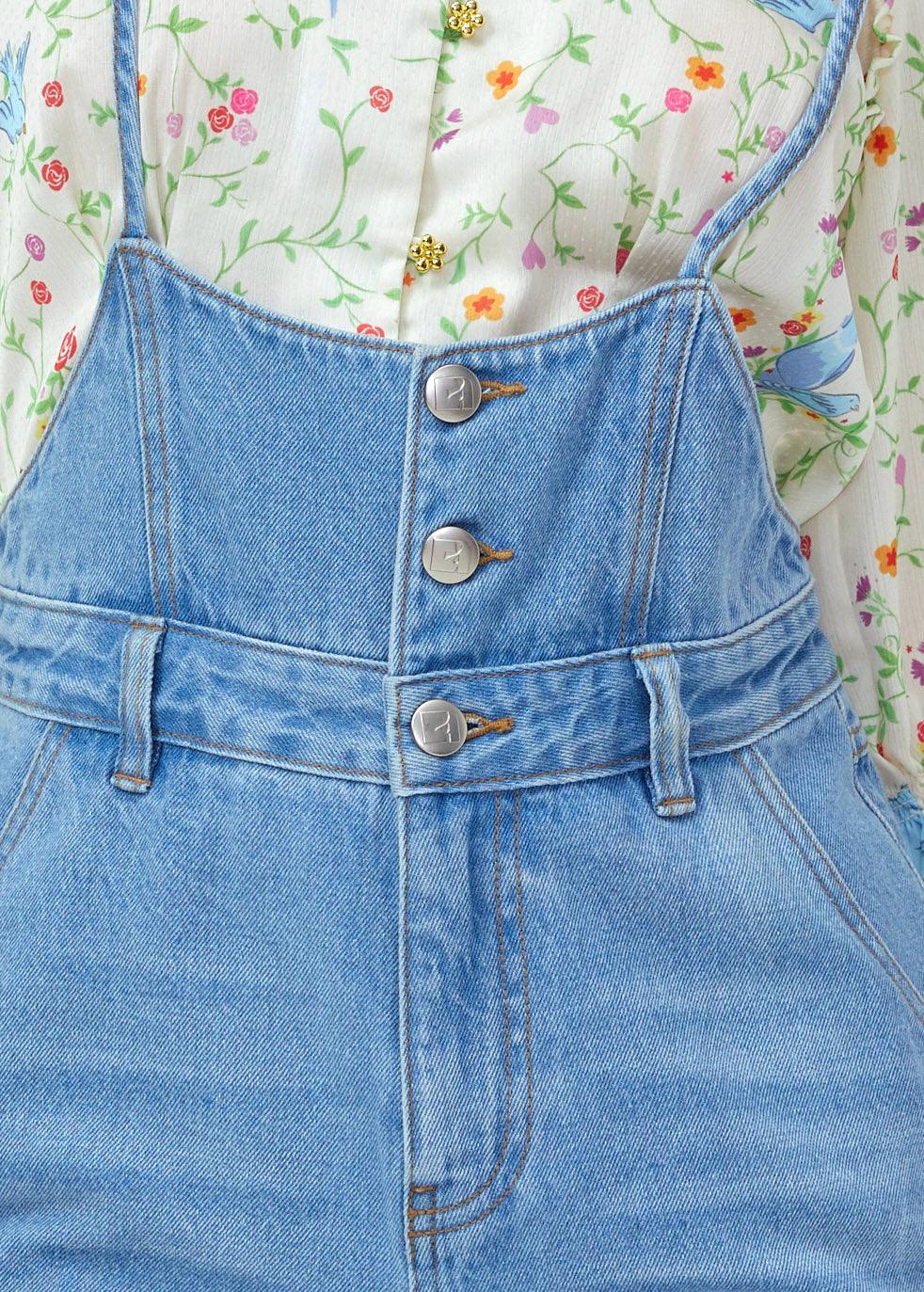 Lost in Museum Vintage Charm Denim Overalls Blue