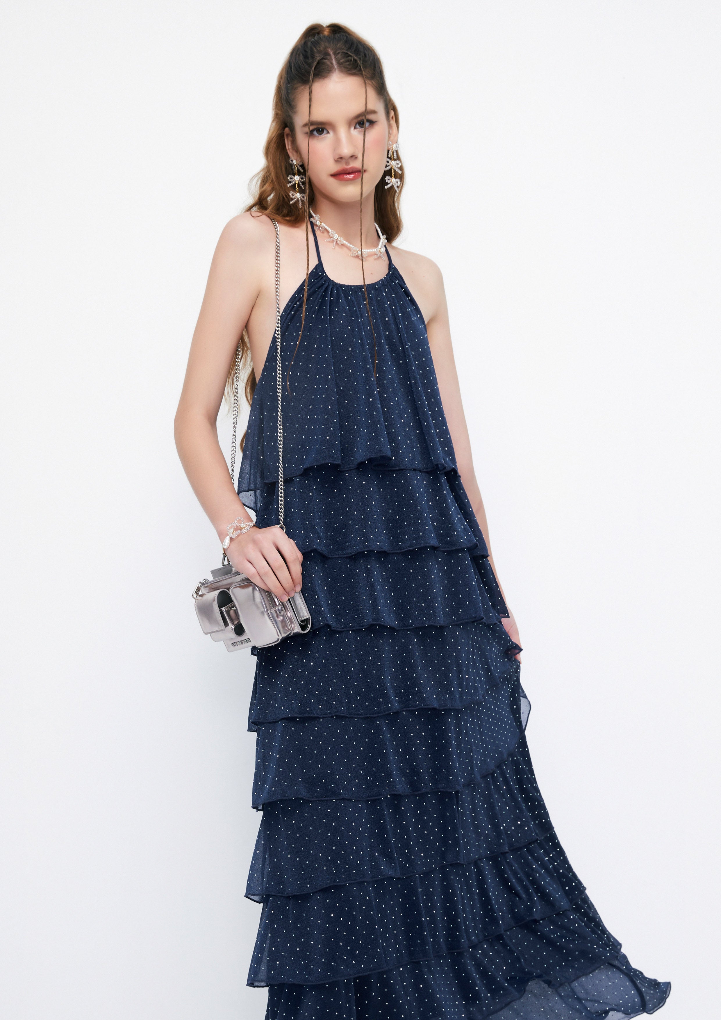 Dazzling Tiered Maxi Halter Dress Retro Rewind Collection