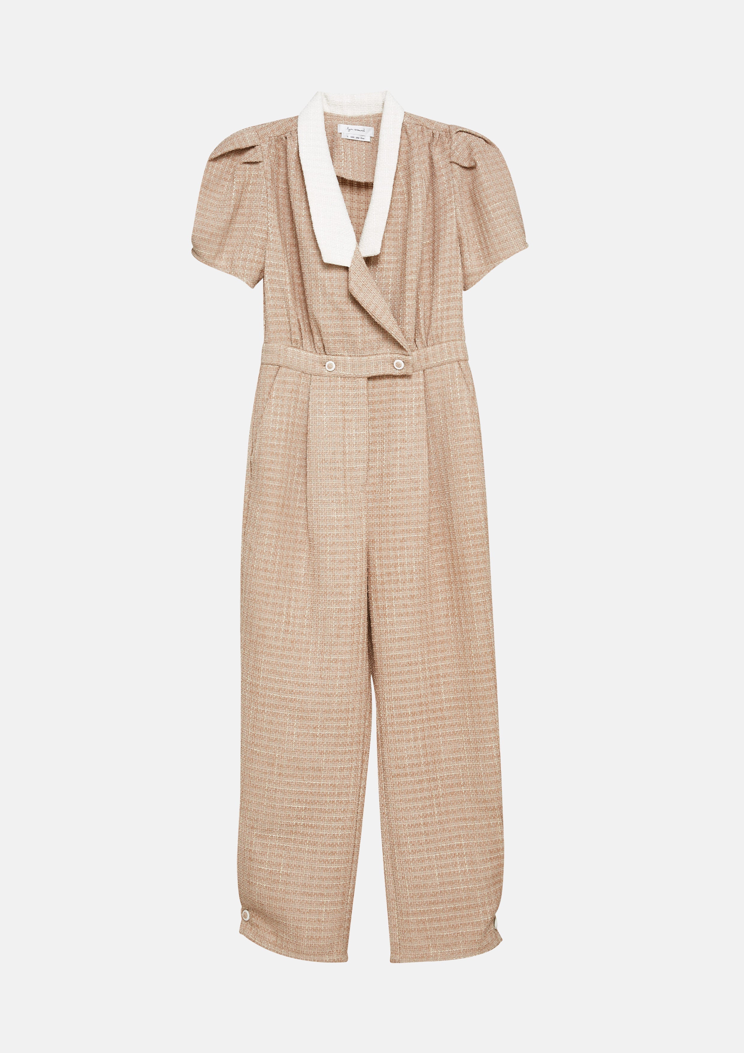 Short Puffed Sleeve Tweed Jumpsuit Lost In Museum Collection