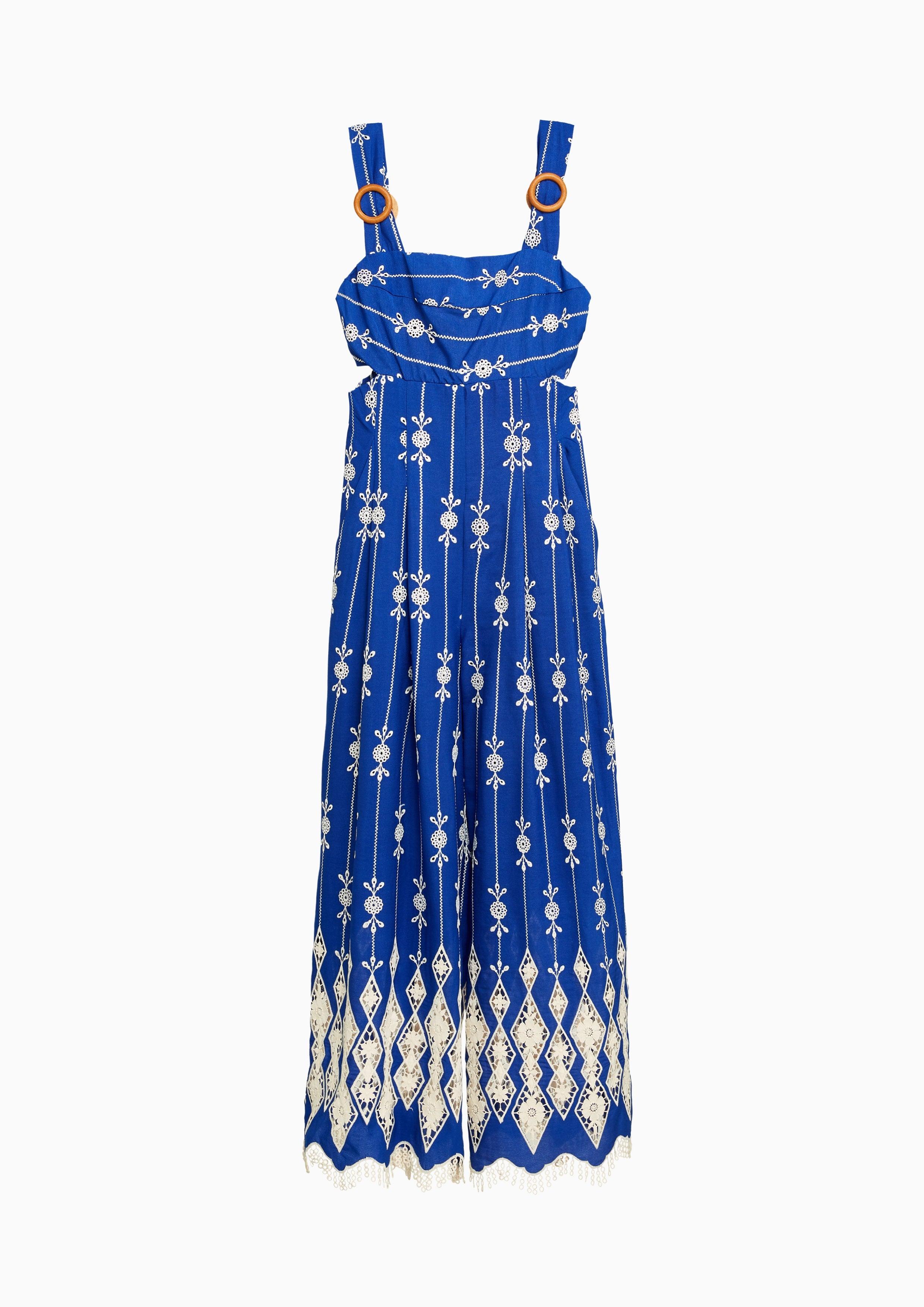 Lost in Museum Broderie Relaxed Jumpsuit Blue