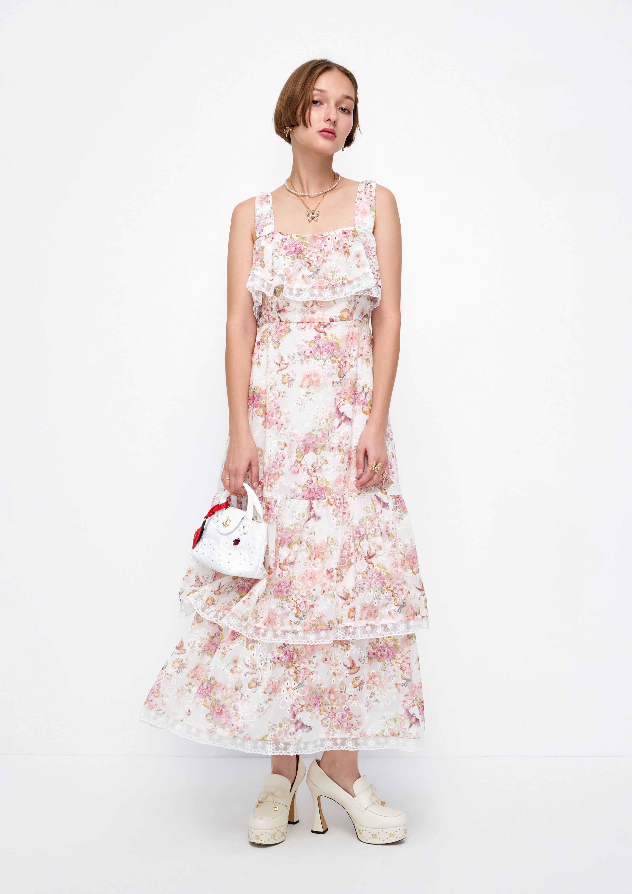 Floral Lace Broderie Maxi Dress Lost In Museum Collection