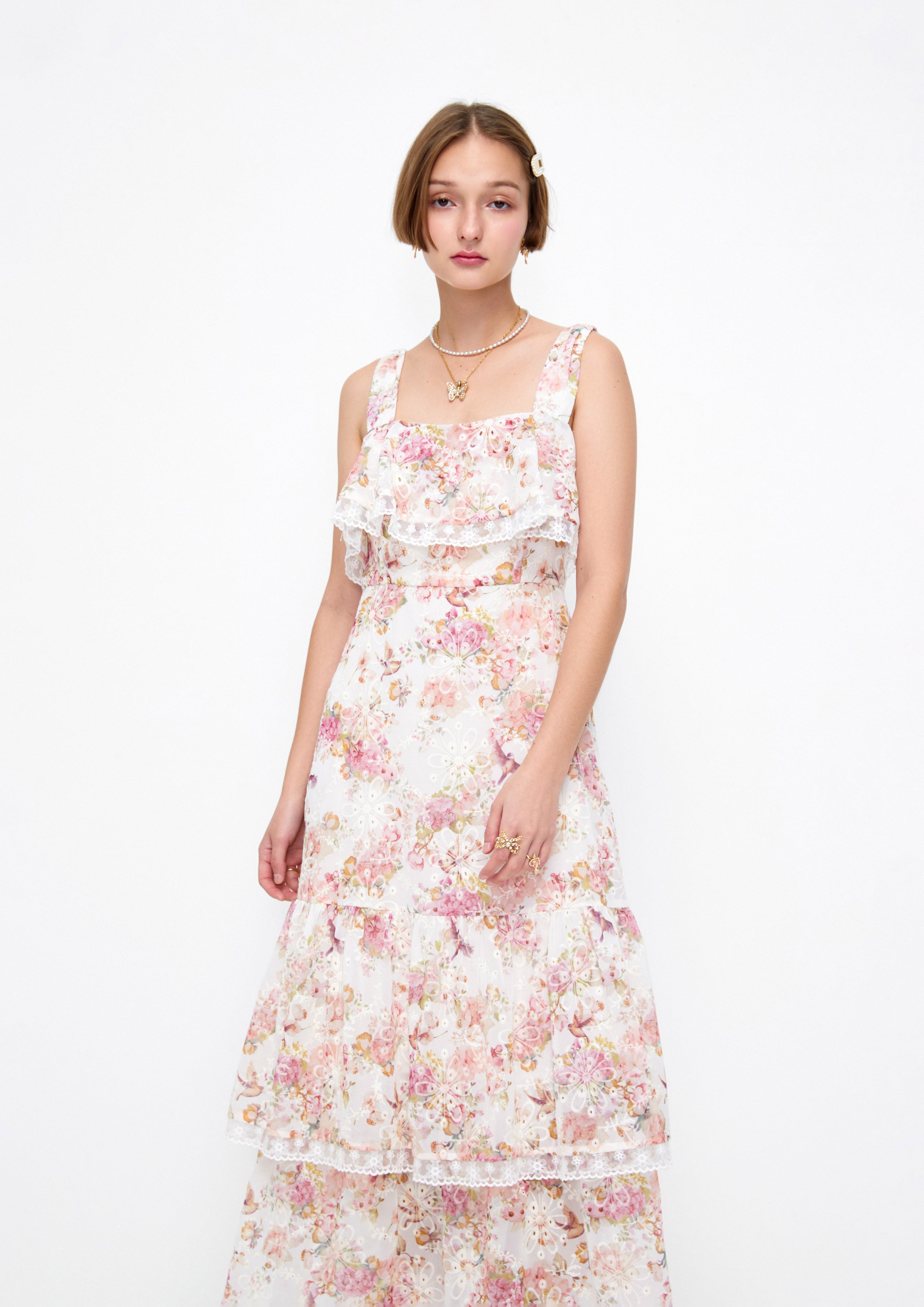 Floral Lace Broderie Maxi Dress Lost In Museum Collection