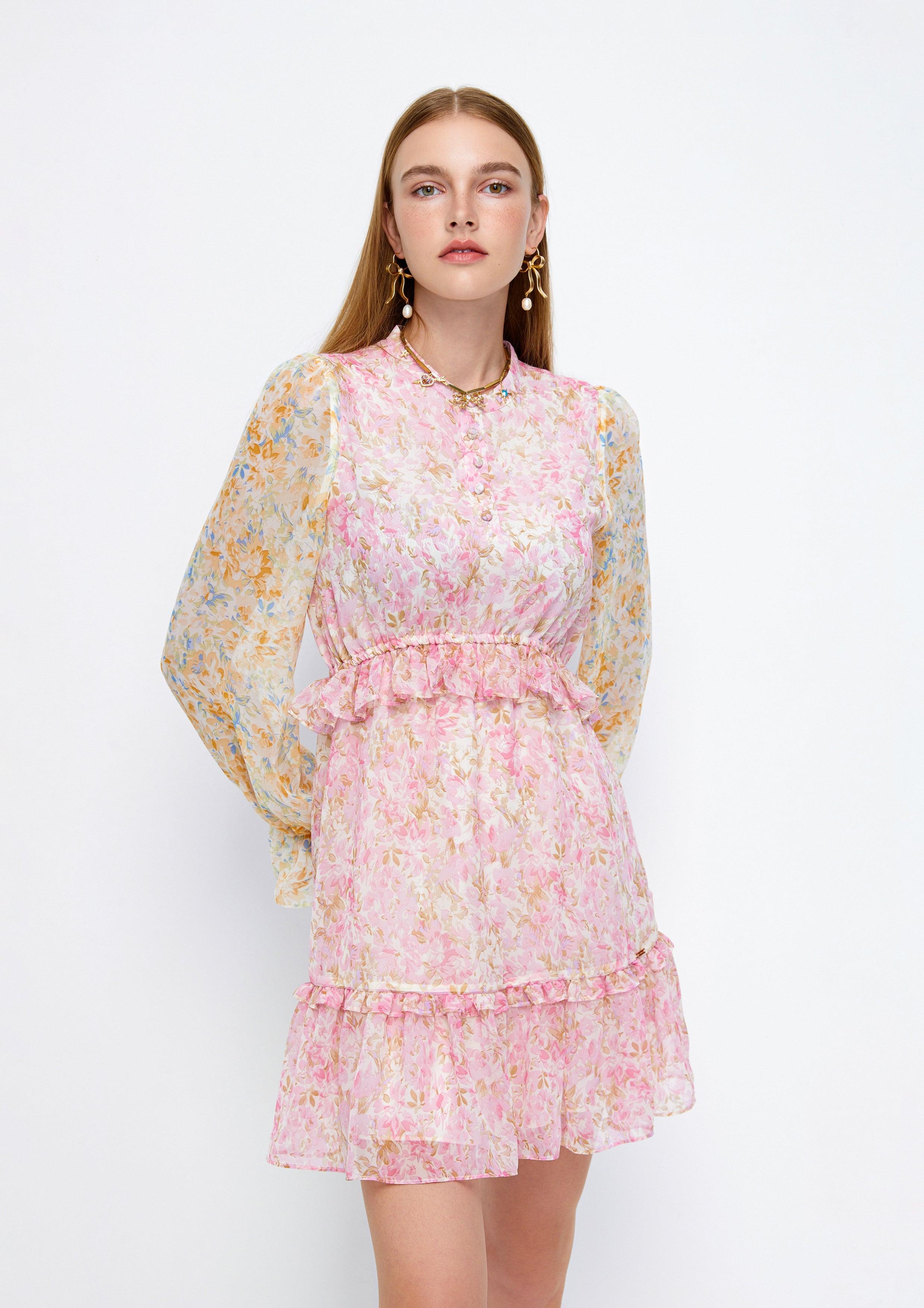 Lost in Museum Floral Park Mini Shirt Dress Multi Color