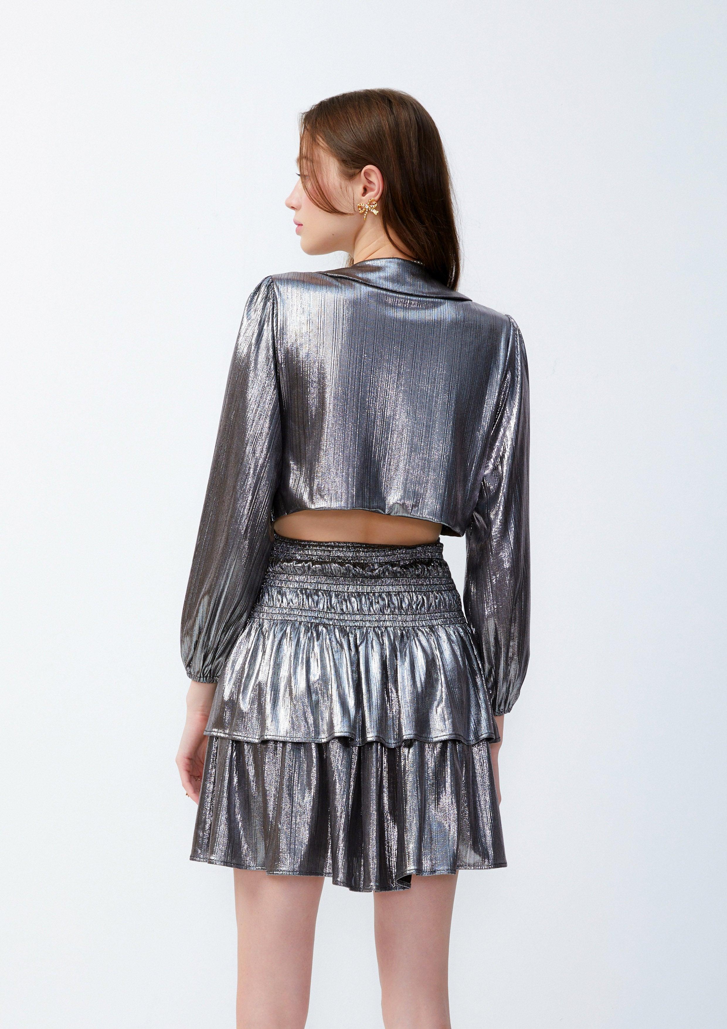 Lost in Museum Metal Heart Shirt Dress Silver