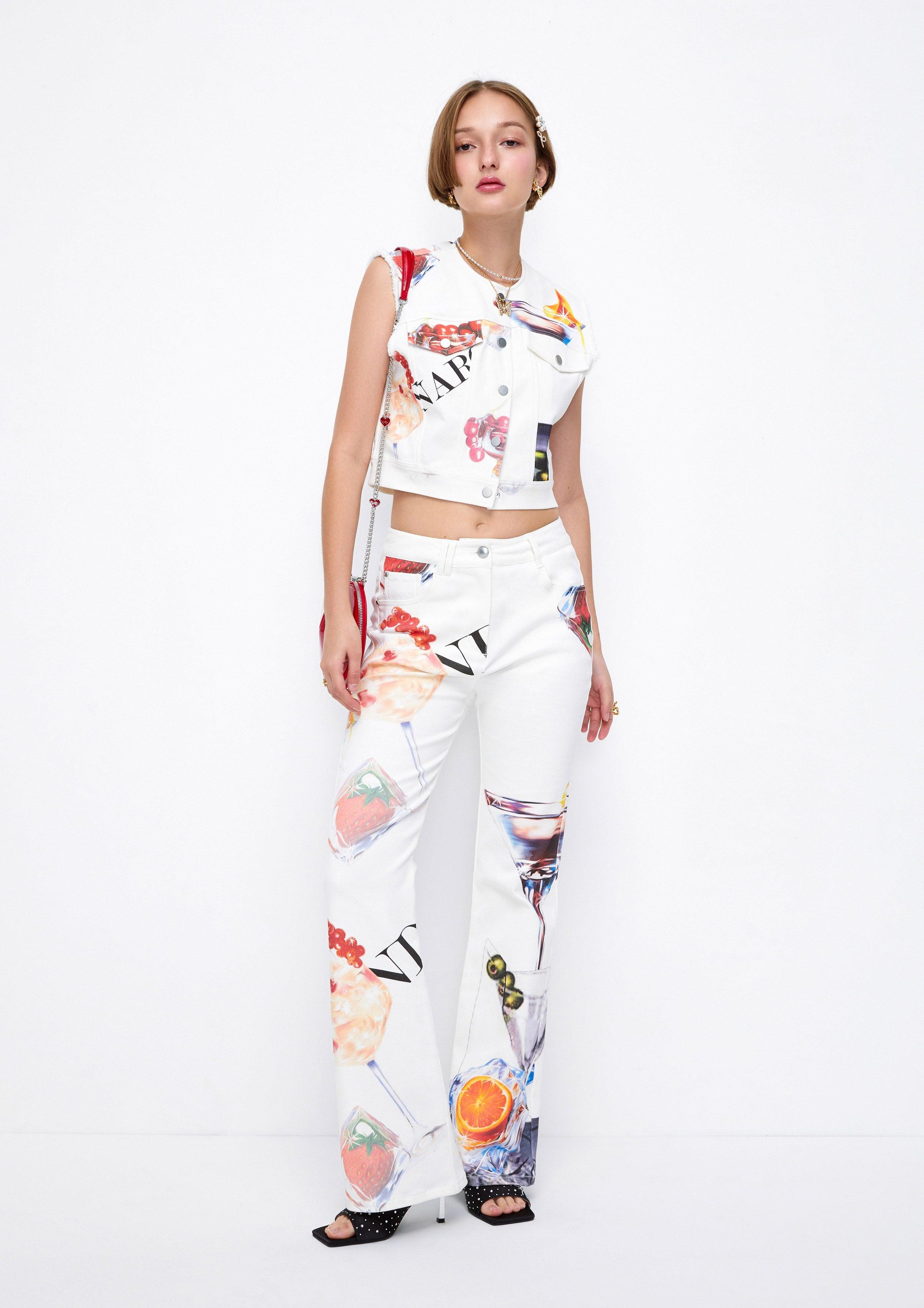 Cocktails Printed Cropped Vest Lost In Museum Collection