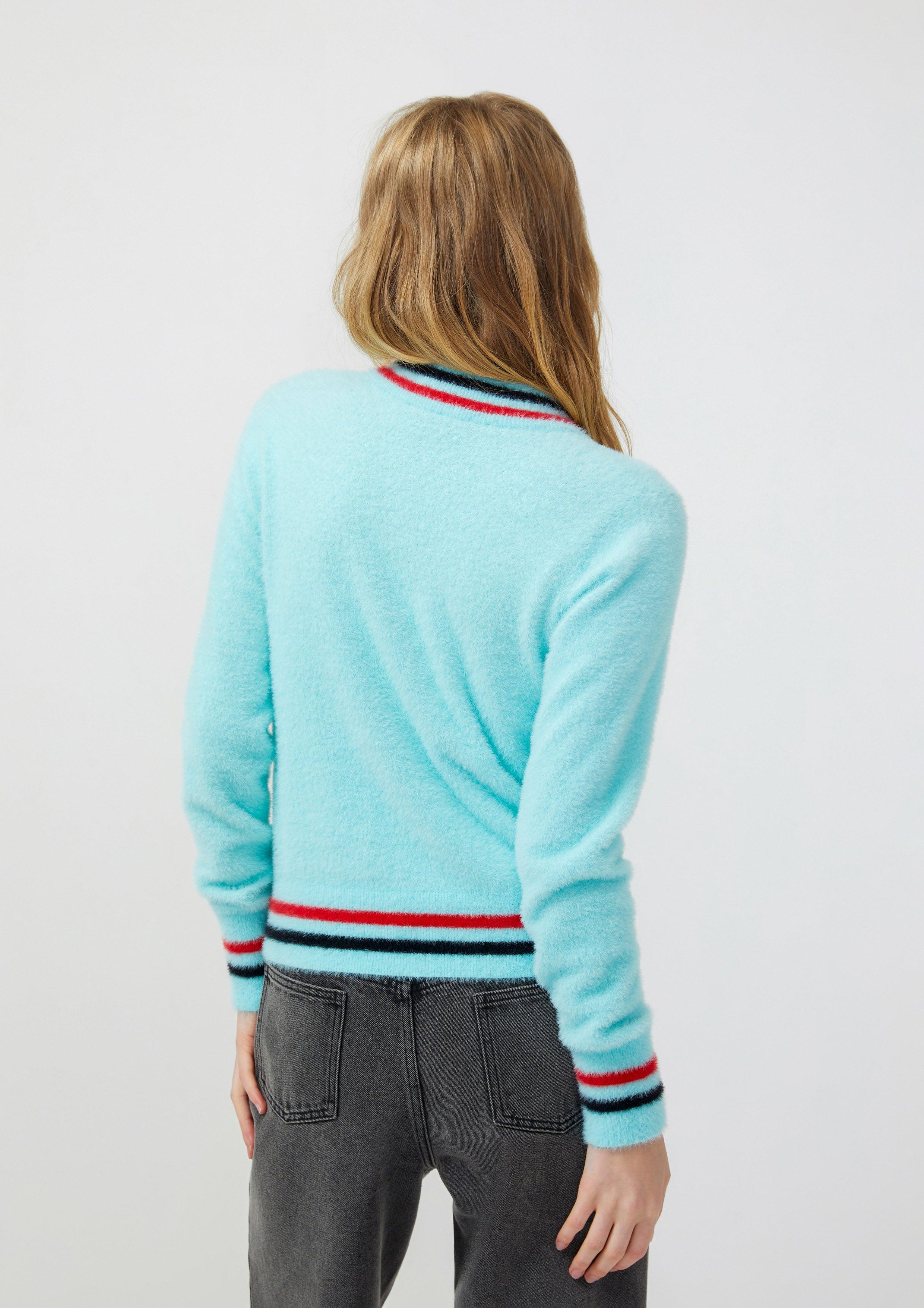 Lost In Museum Cherry Long Sleee Cardigan Blue