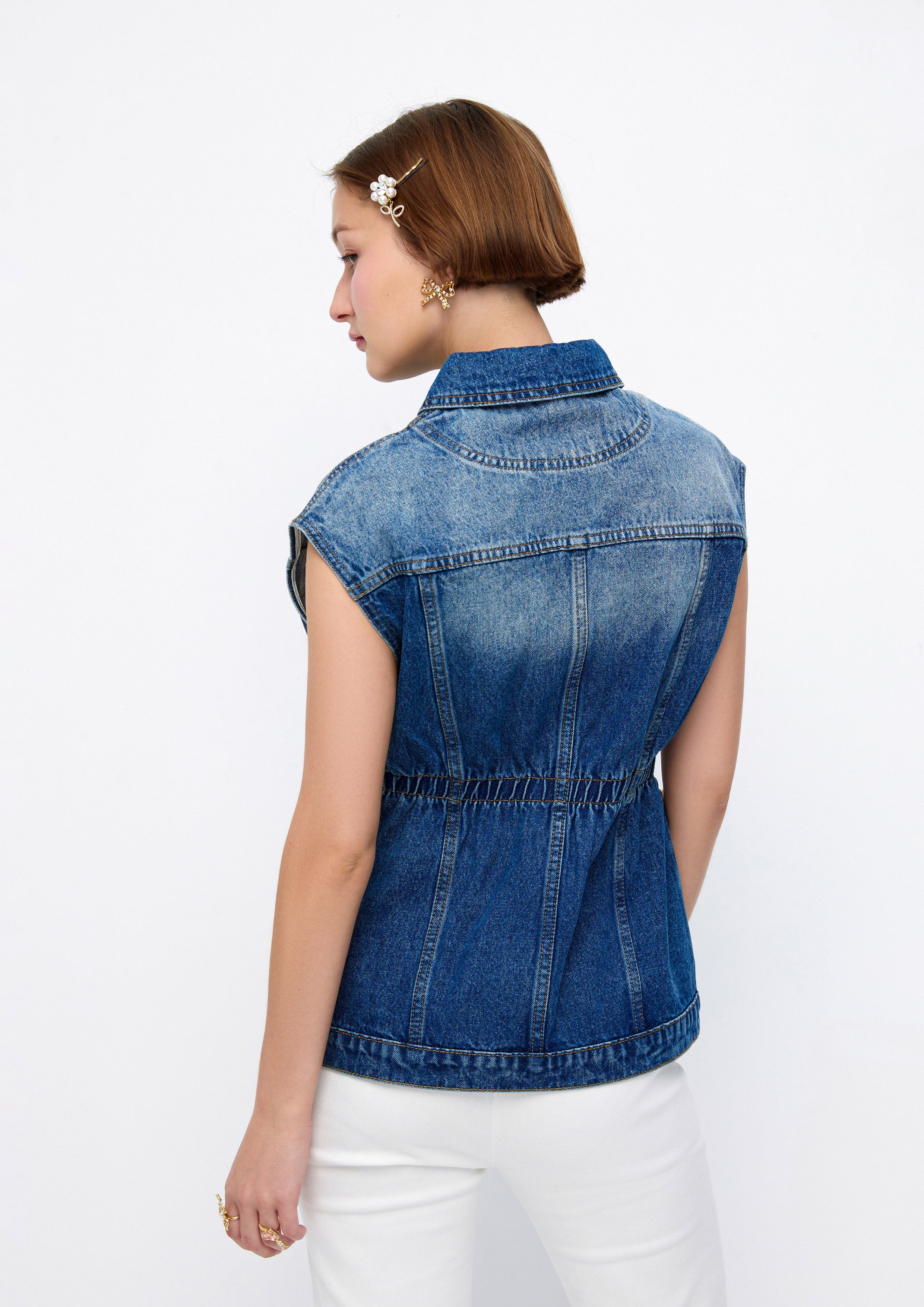 Sleeveless Faded Denim Top Lost In Museum Collection