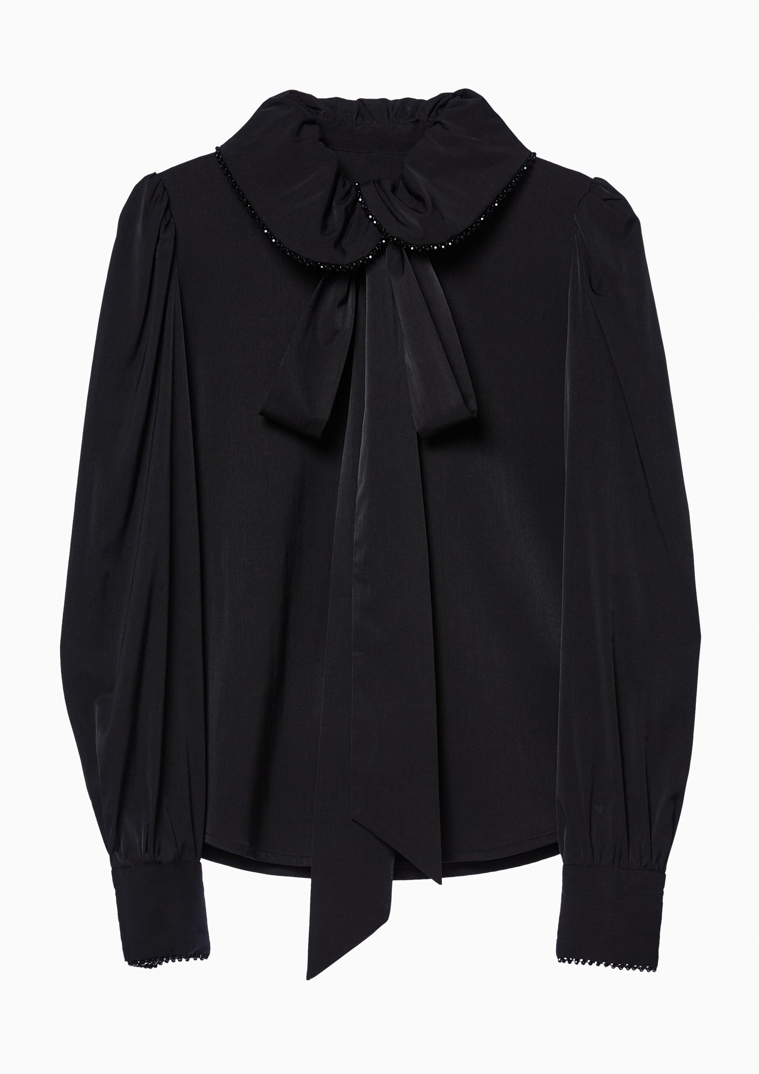 Lost in Museum Cascading Bow Shirt Black