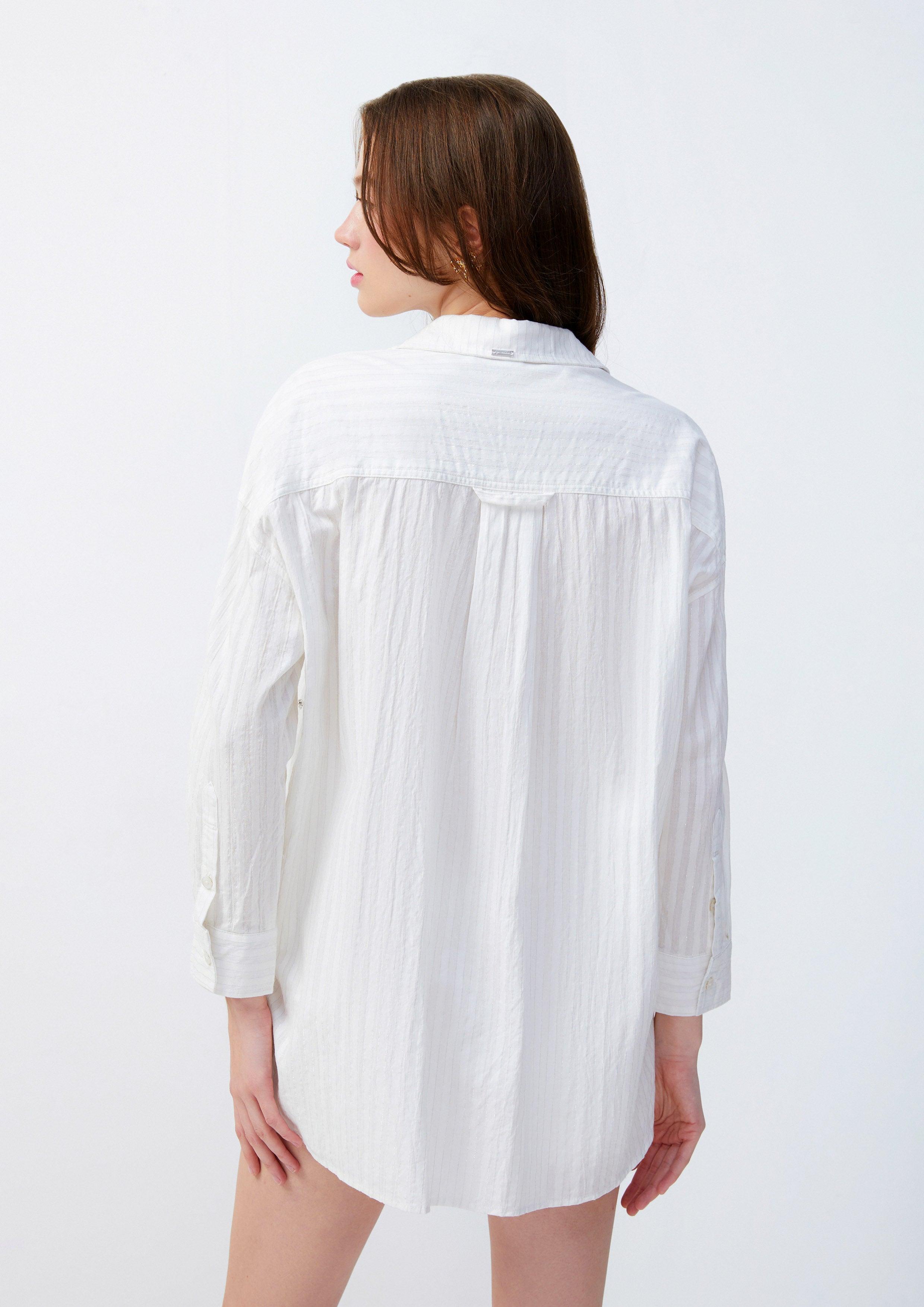 Lost in Museum Crystal Embellished Shirt White