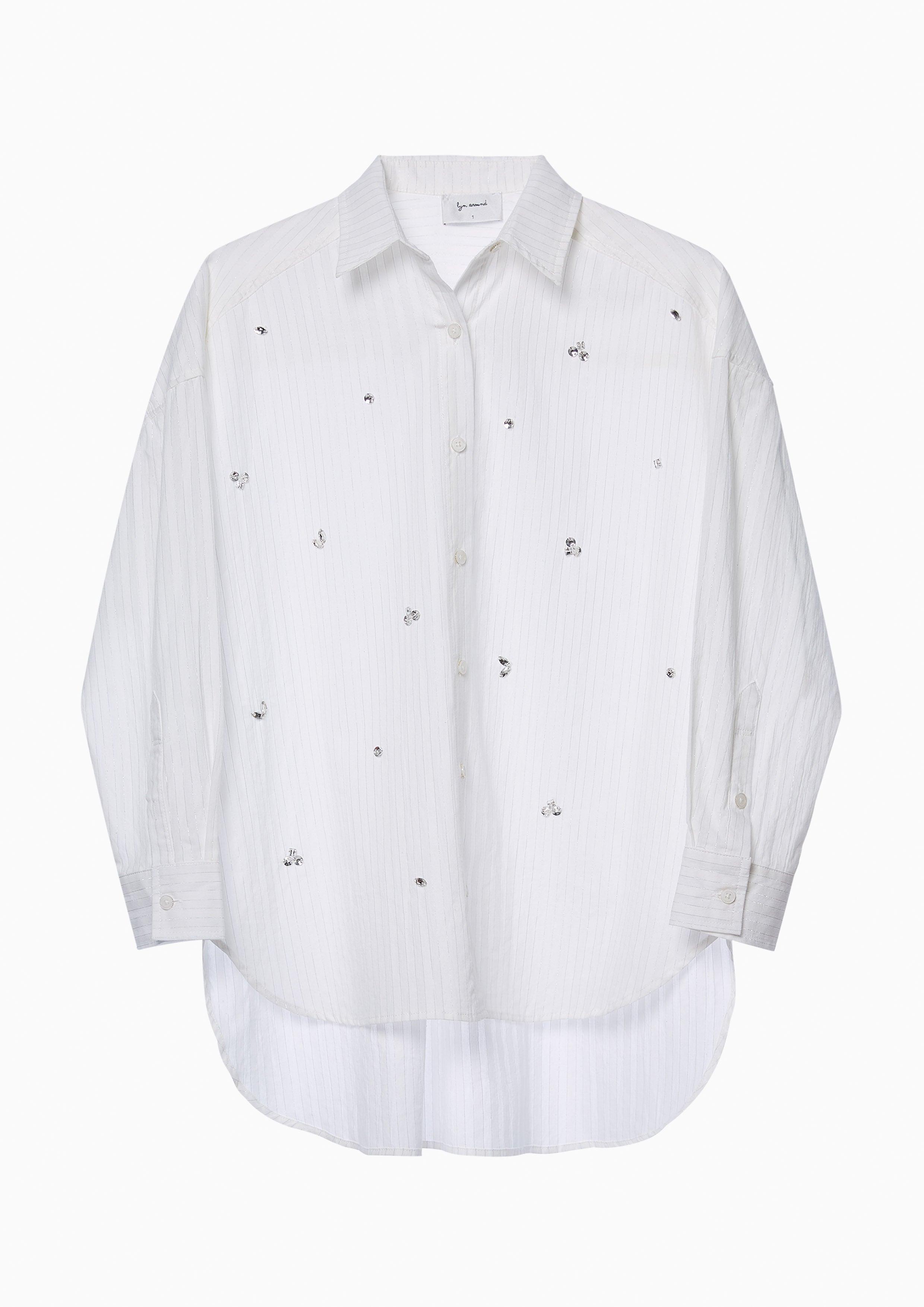 Lost in Museum Crystal Embellished Shirt White