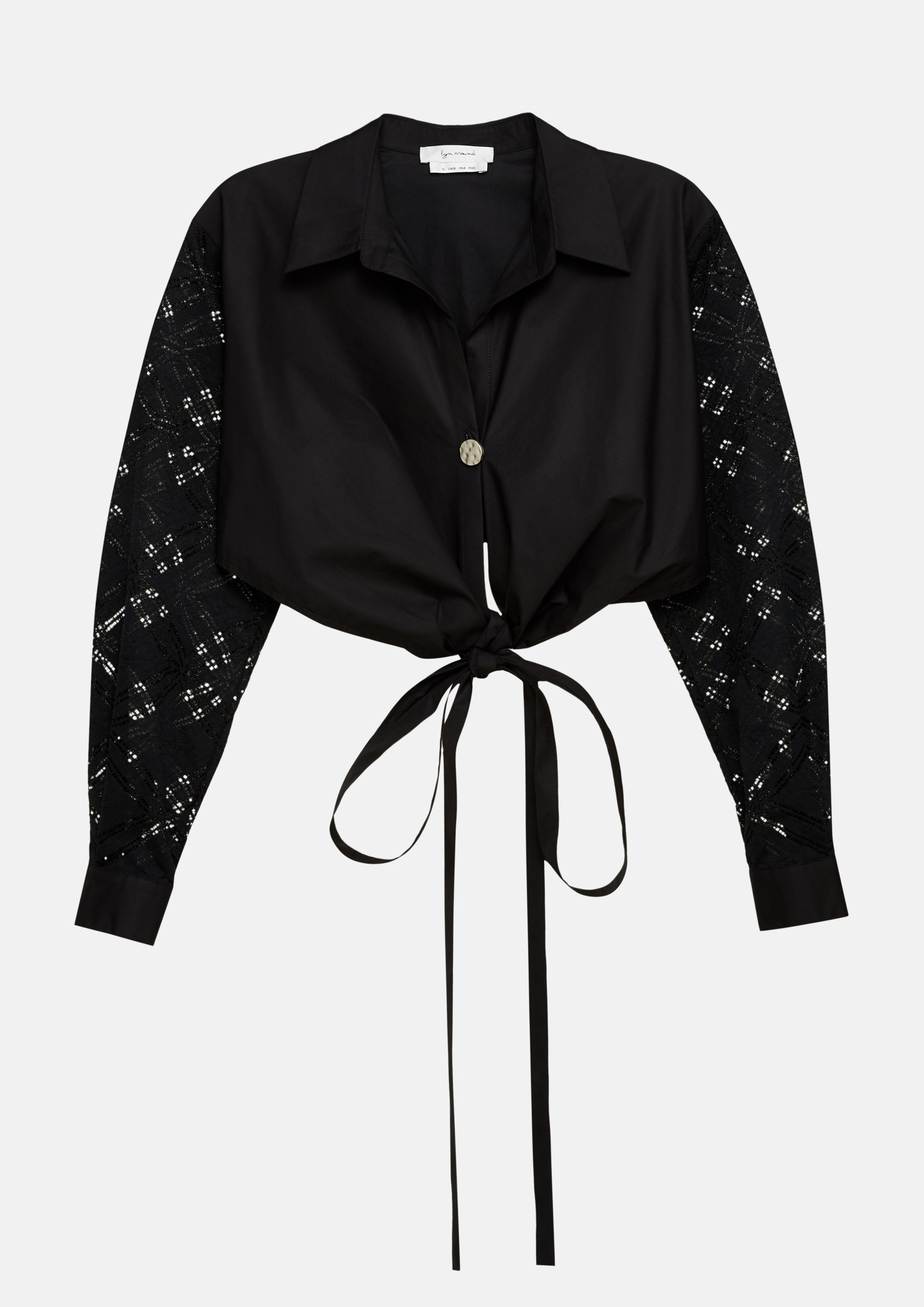 Floral Broderie Bow Tie Cropped Shirt Lost In Museum Collection