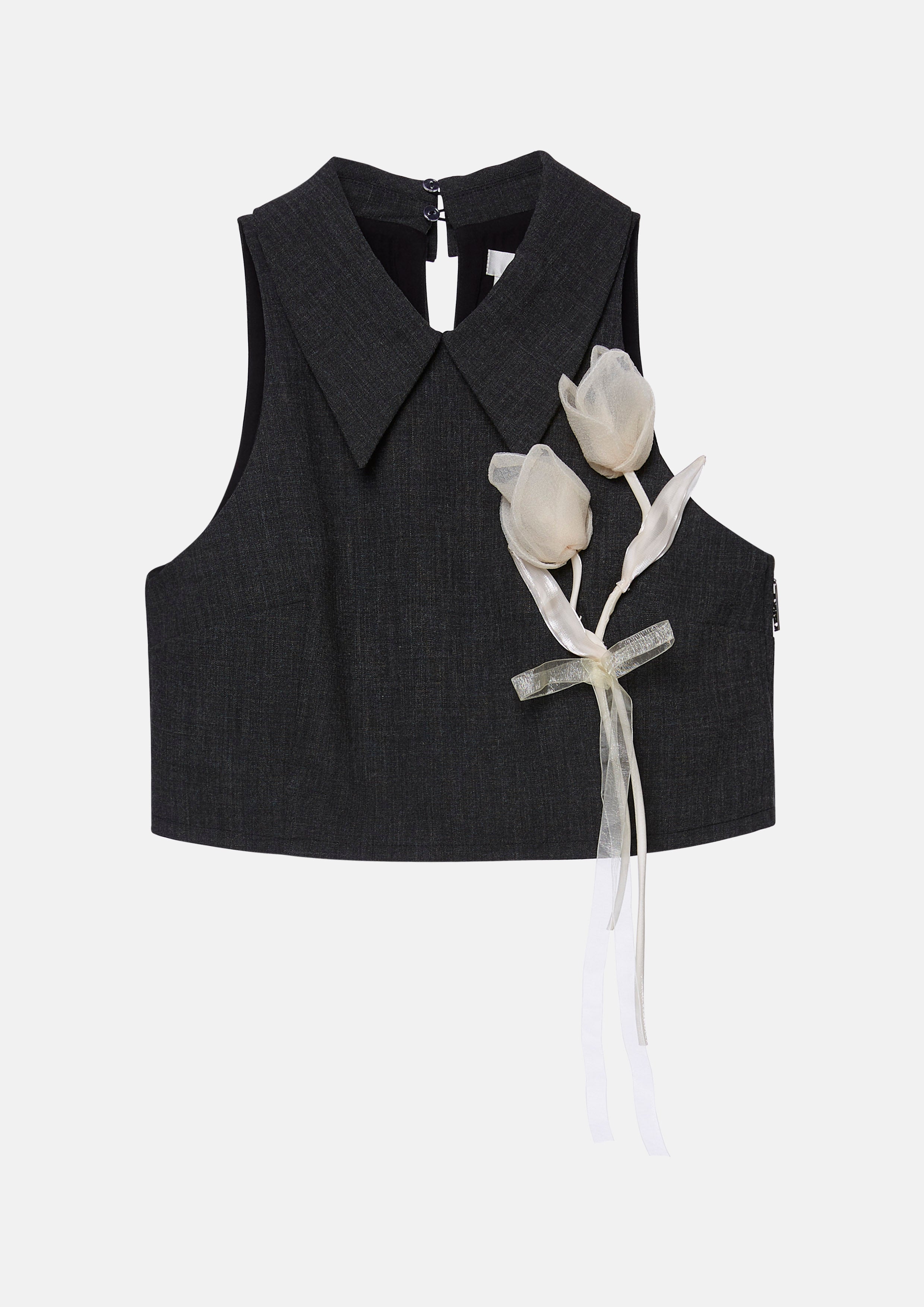 Flower decorated Sleeveless Blouse Lost In Museum Collection