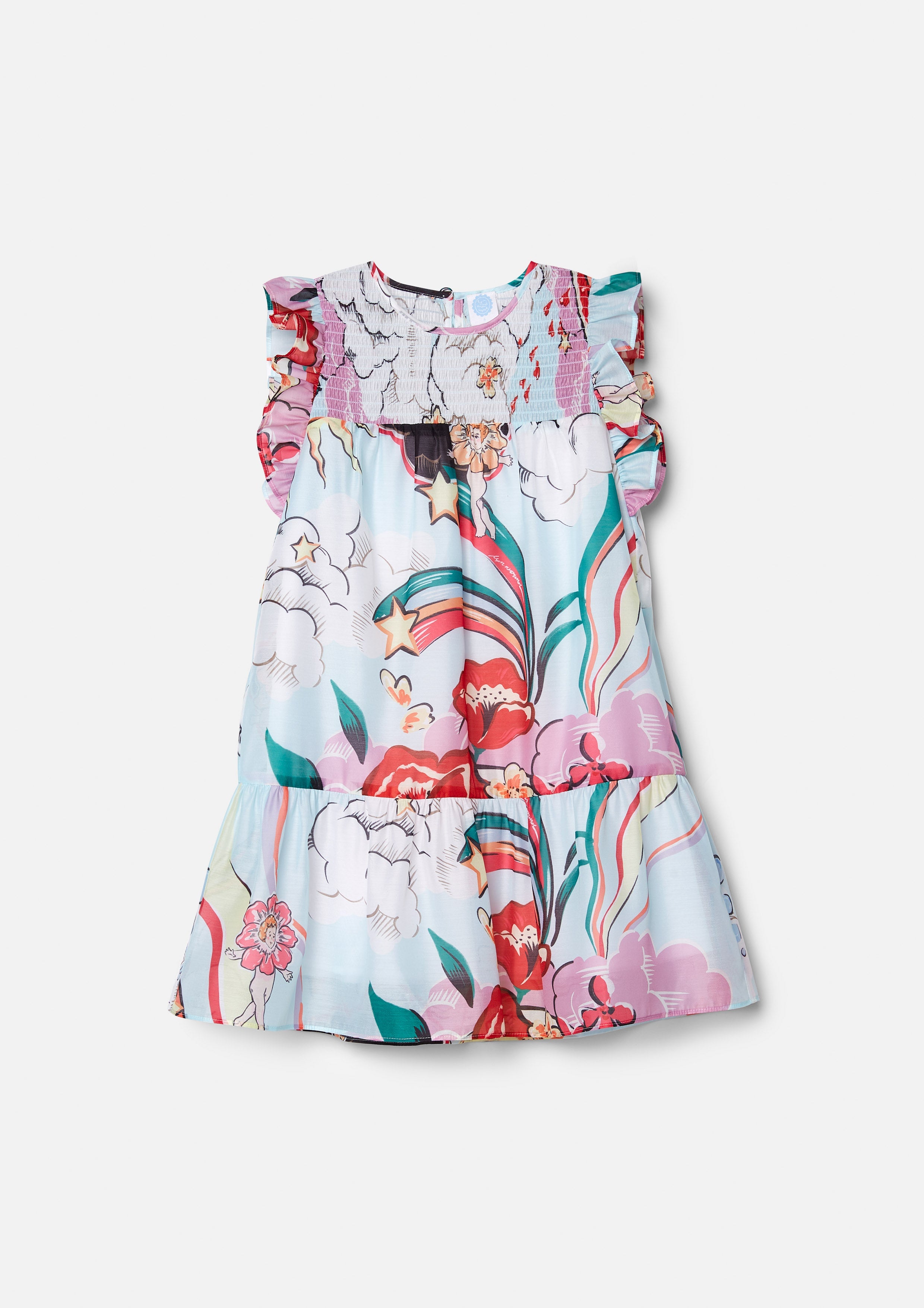 Chromatic Daydream Print A-line Kid Short Dress Femme Power Collection