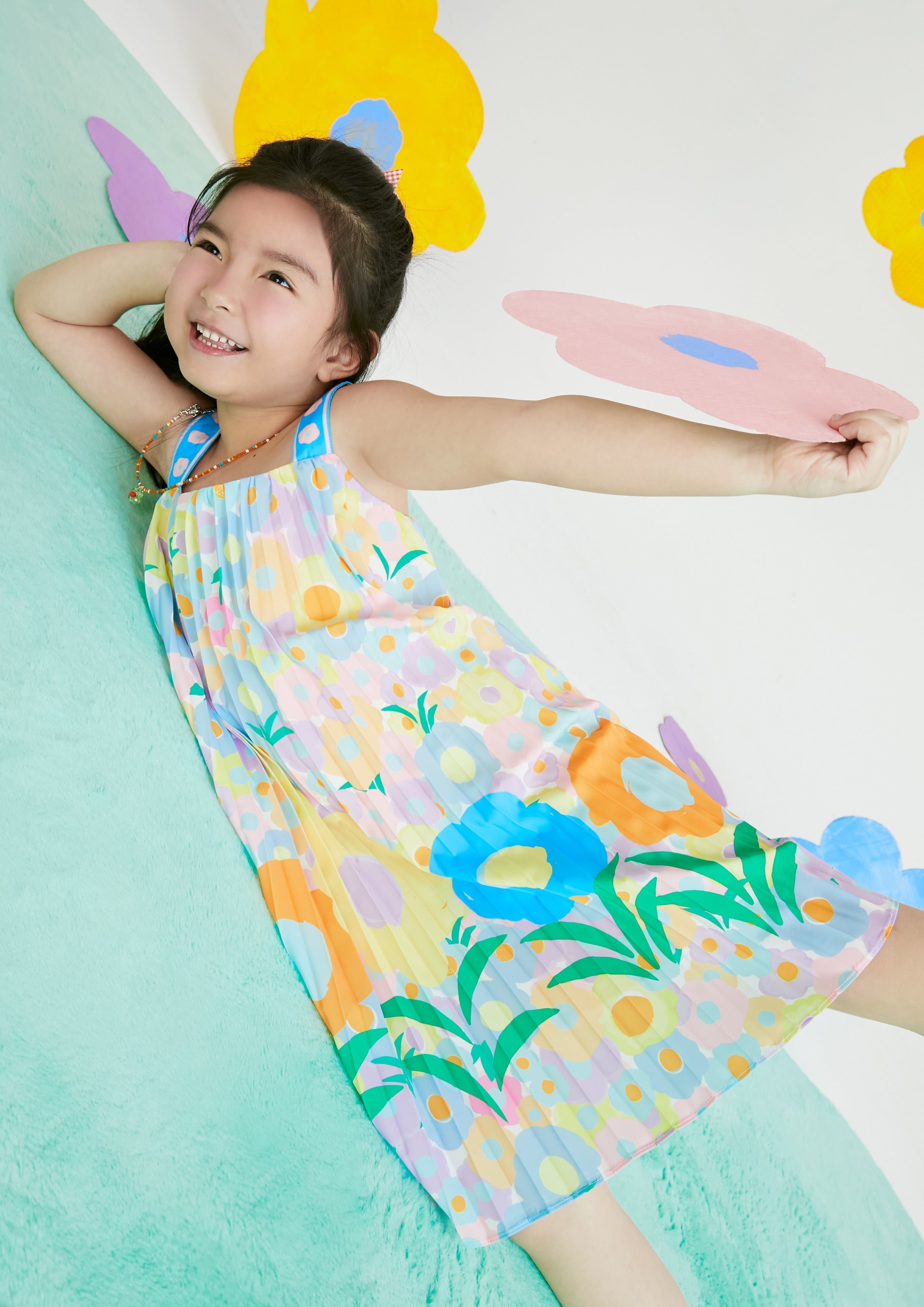 Colorful Blossom Sleeveless Kid Dress Femme Power Collection