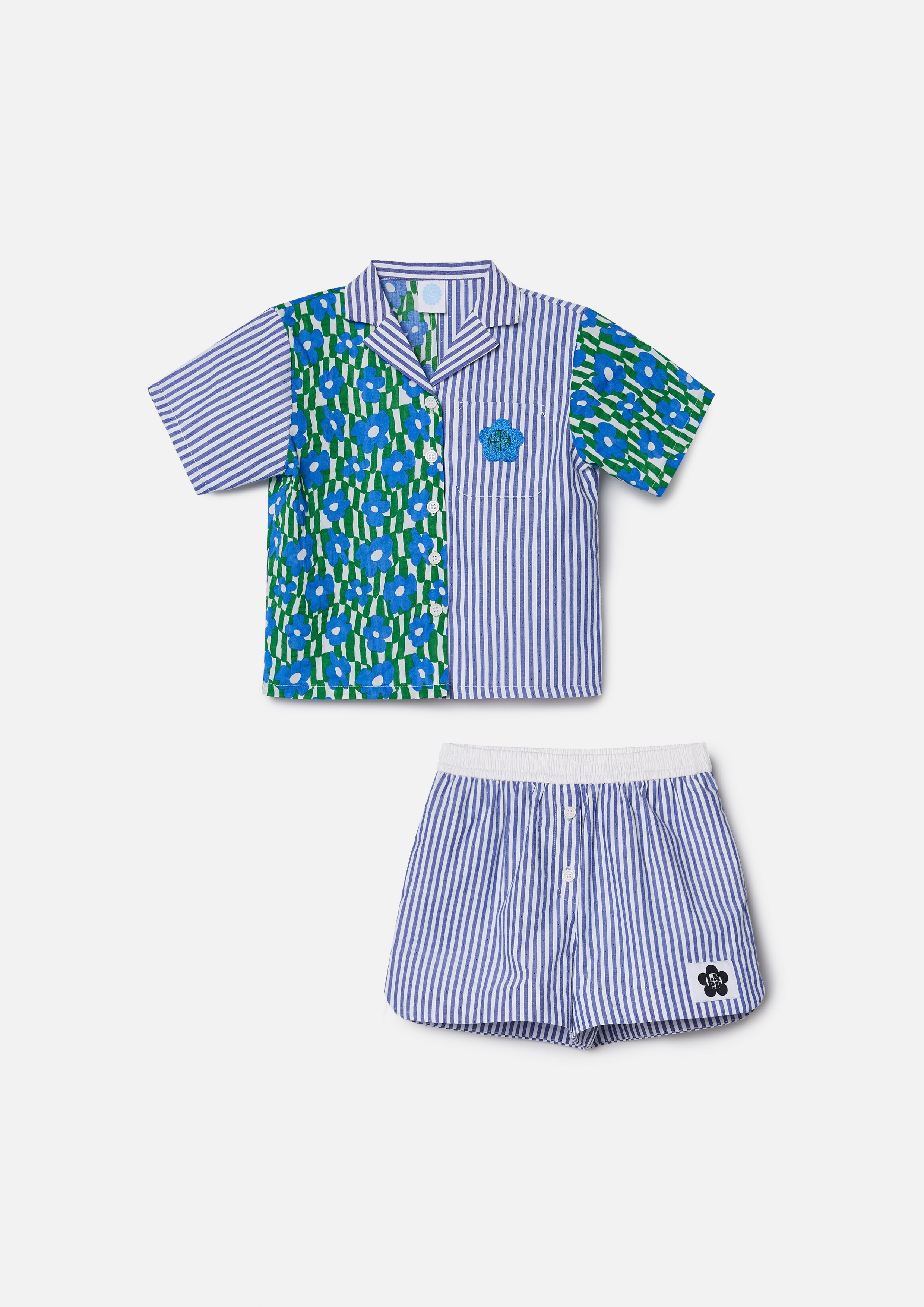 Striped Short Sleeve Shirt and Shorts Kid Set Femme Power Collection