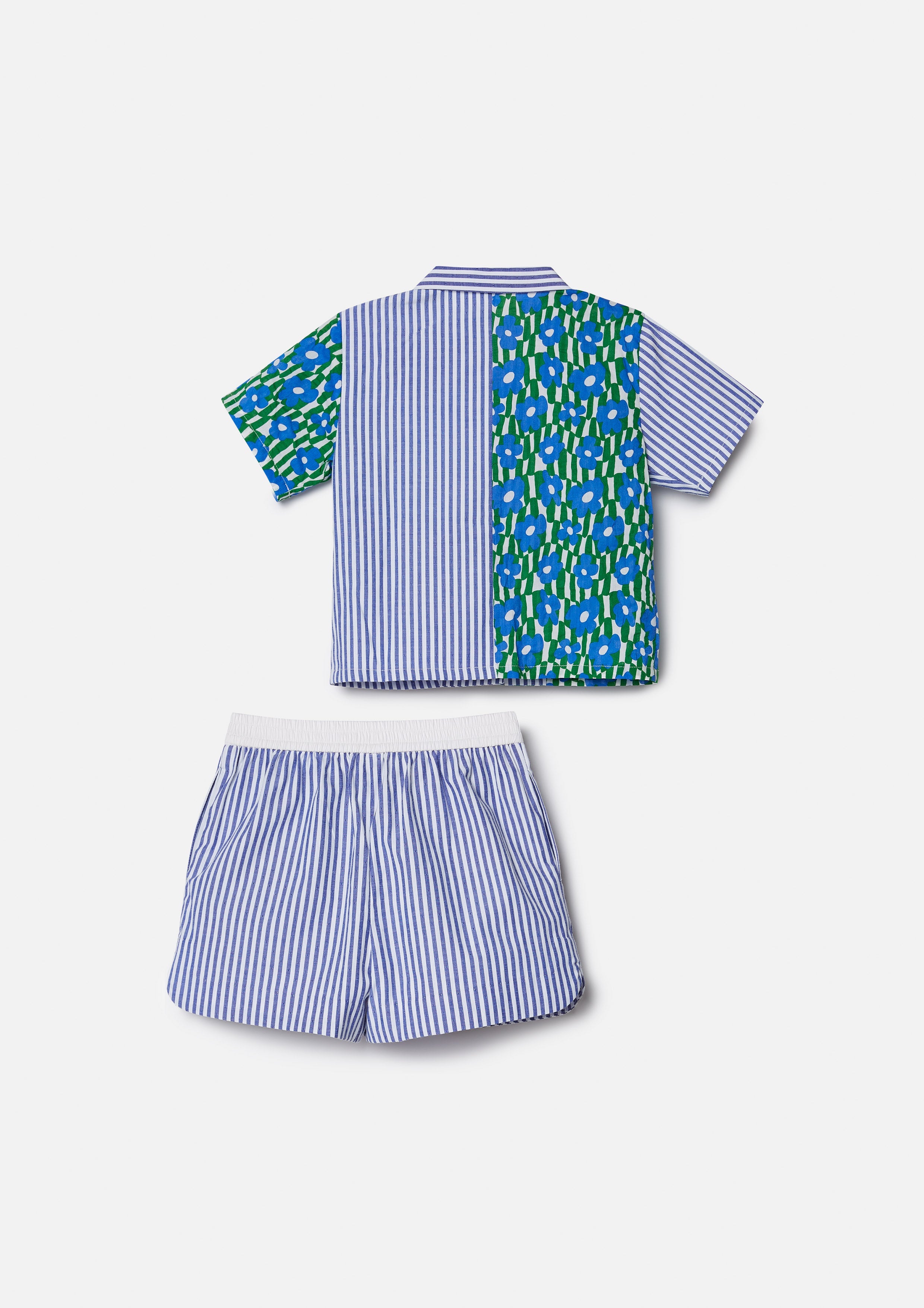 Striped Short Sleeve Shirt and Shorts Kid Set Femme Power Collection