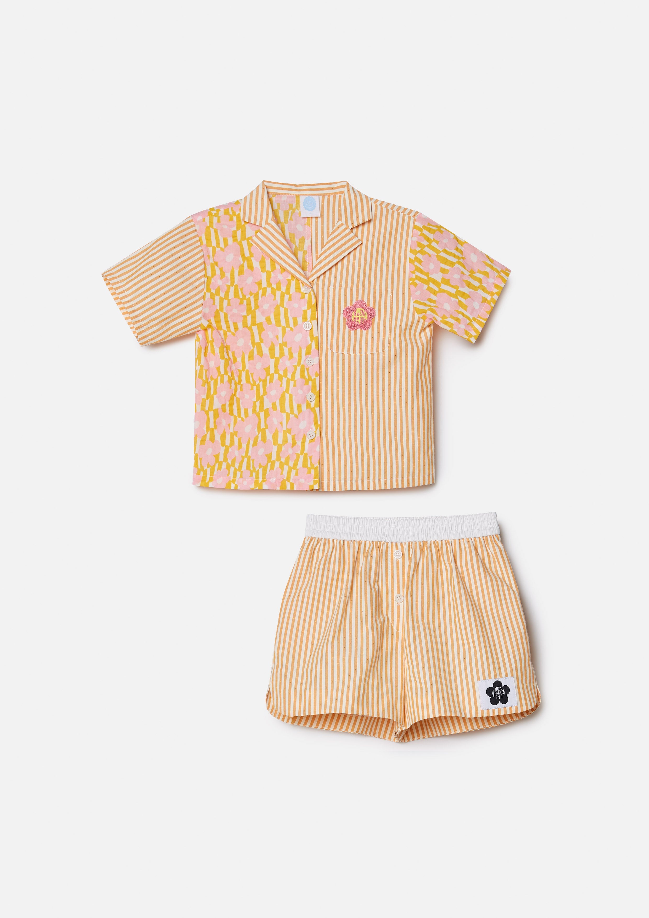 Striped Short Sleeve Shirt and Shorts Kid Set Femme Power Collection