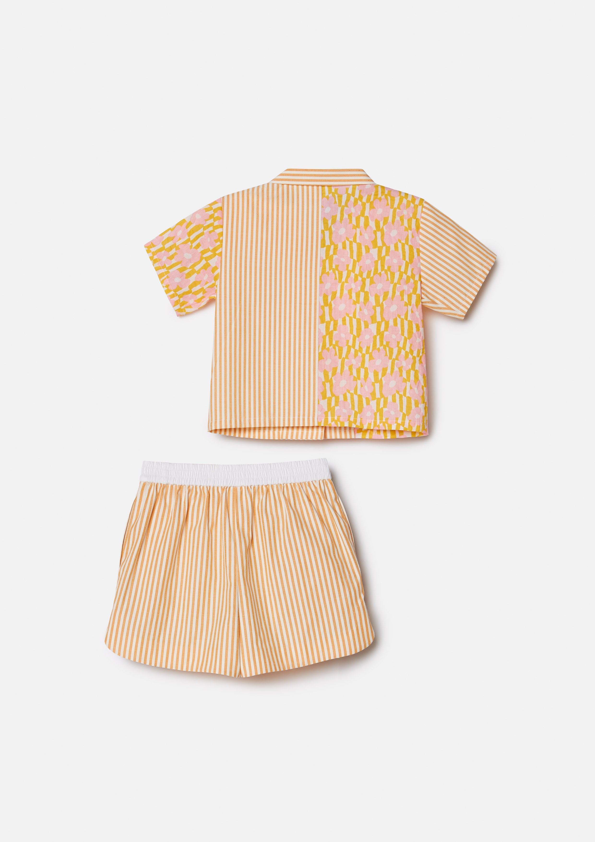 Striped Short Sleeve Shirt and Shorts Kid Set Femme Power Collection