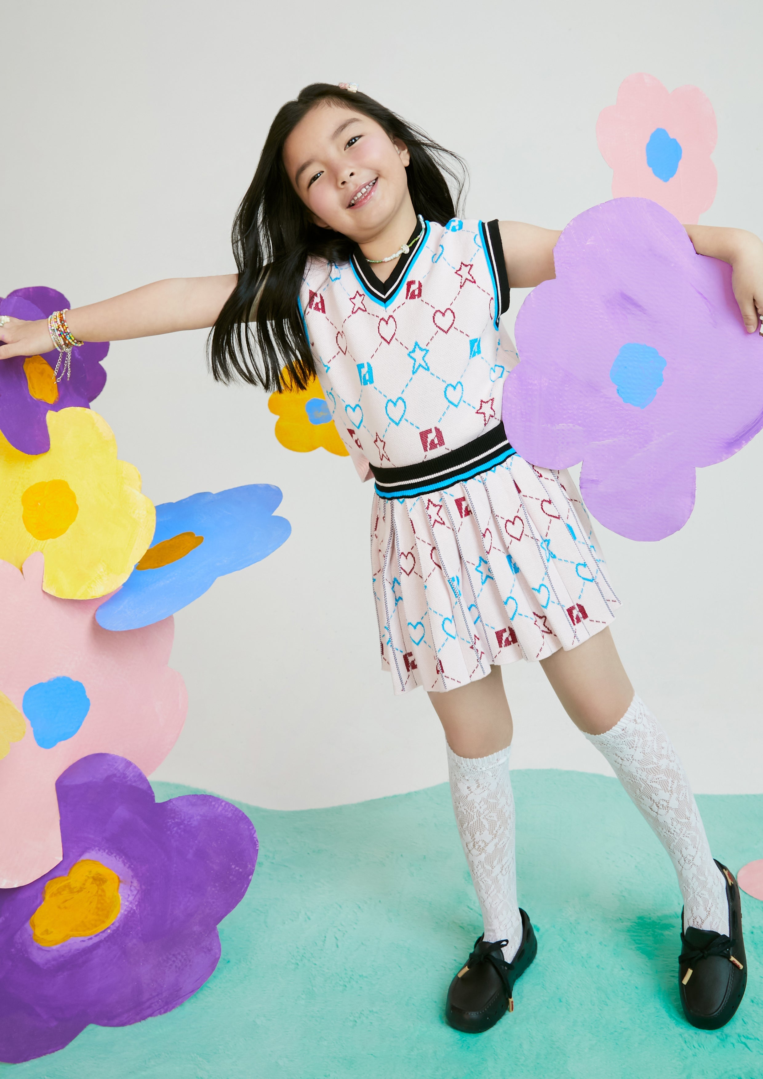 Knit Heart And Star Print Kid Set Femme Power Collection