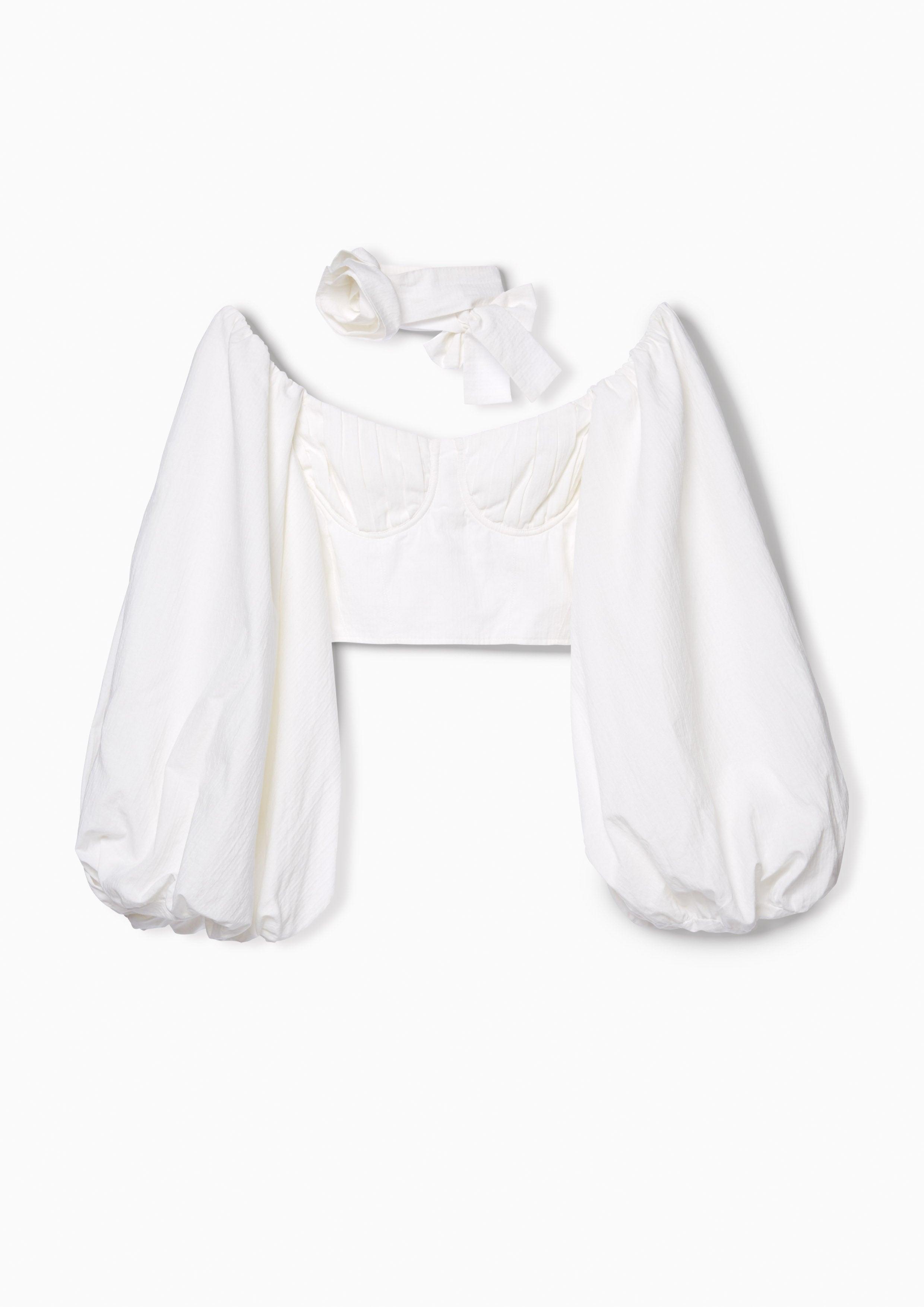 Bustier Choker Crop Blouse White Femme Power Collection