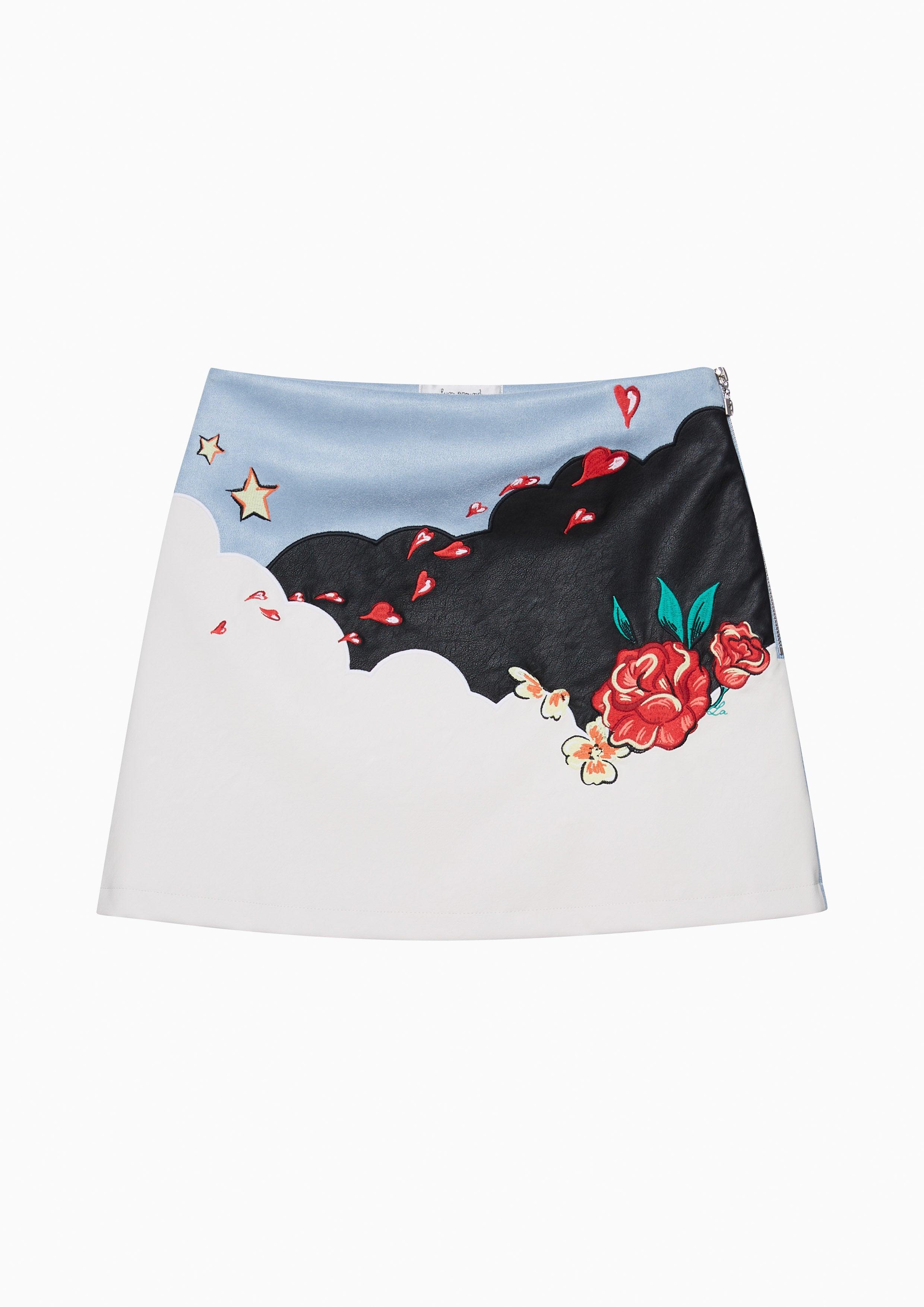 Femme Power Cloud Print Short Skirt Blue