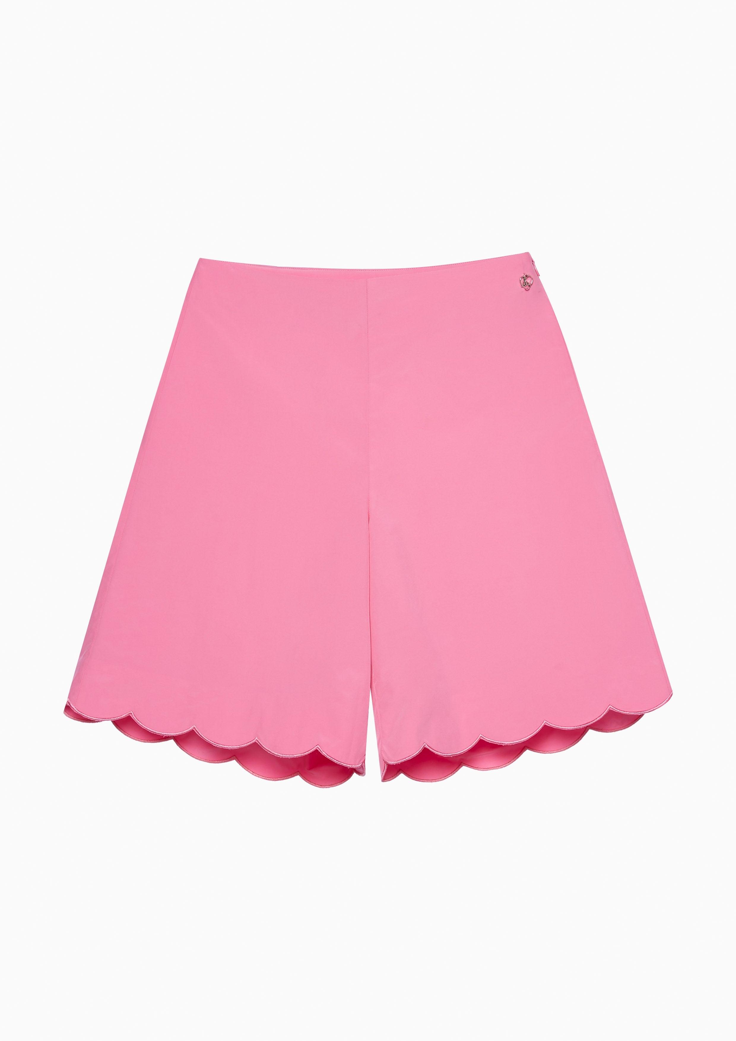 Femme Power Scalloped High Waist Shorts Pink