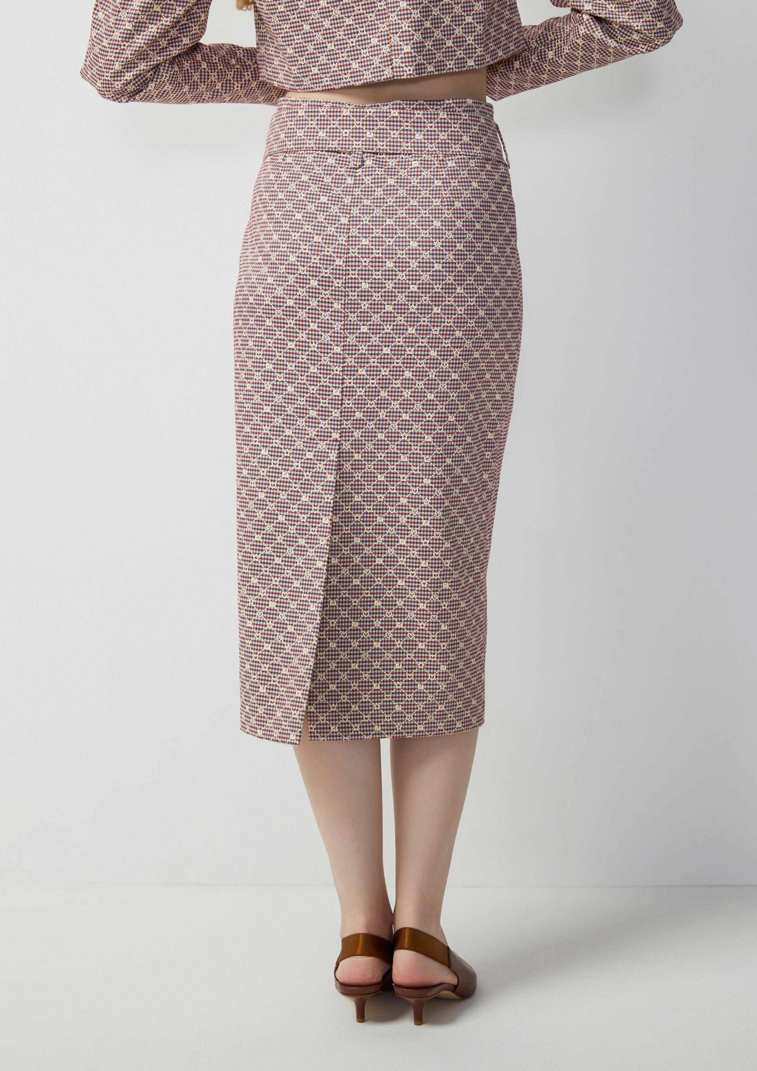 Femme Power Checkered Pencil Midi Skirt Pink