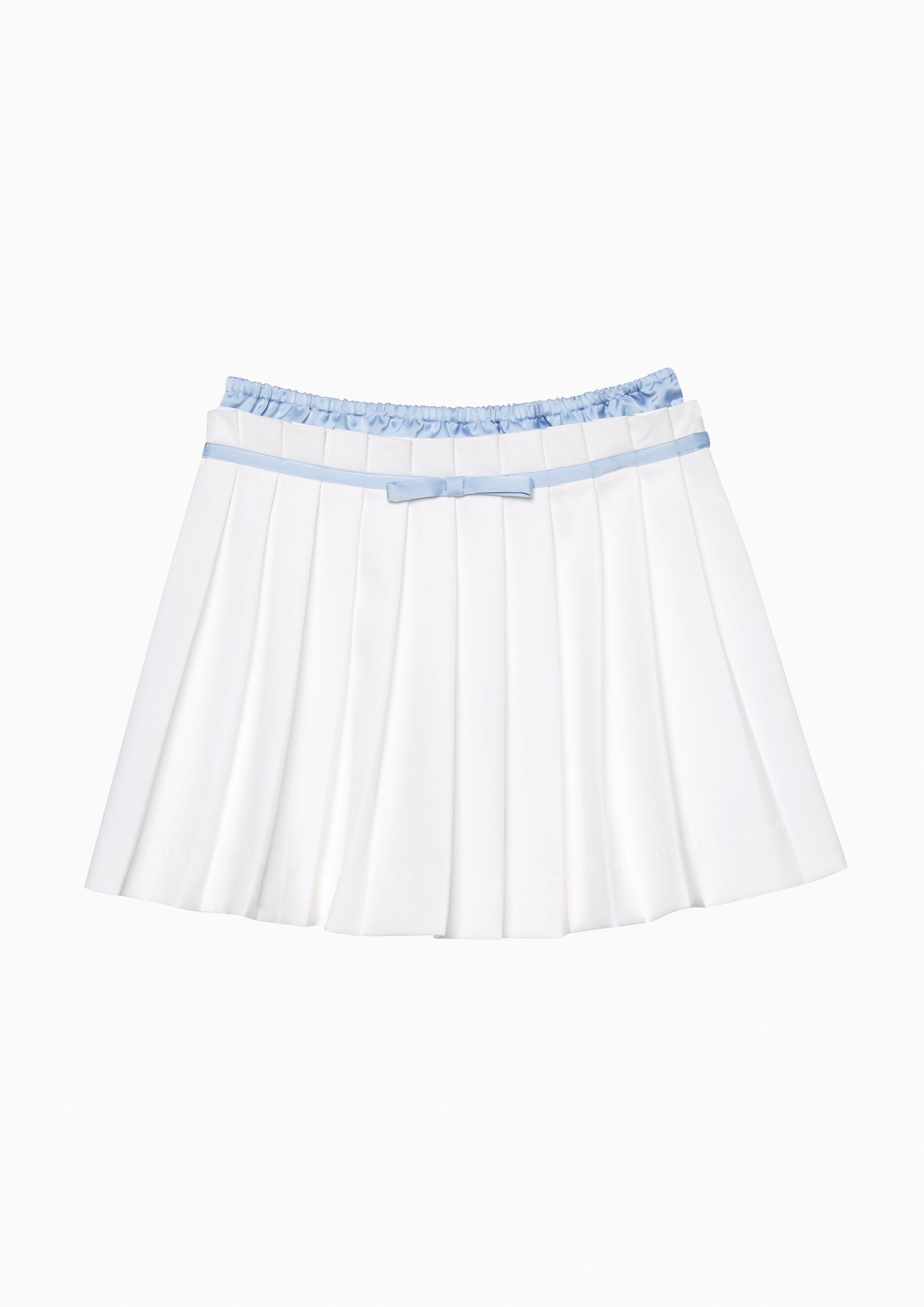 Femme Power Bow Pleated Mini Skirt White