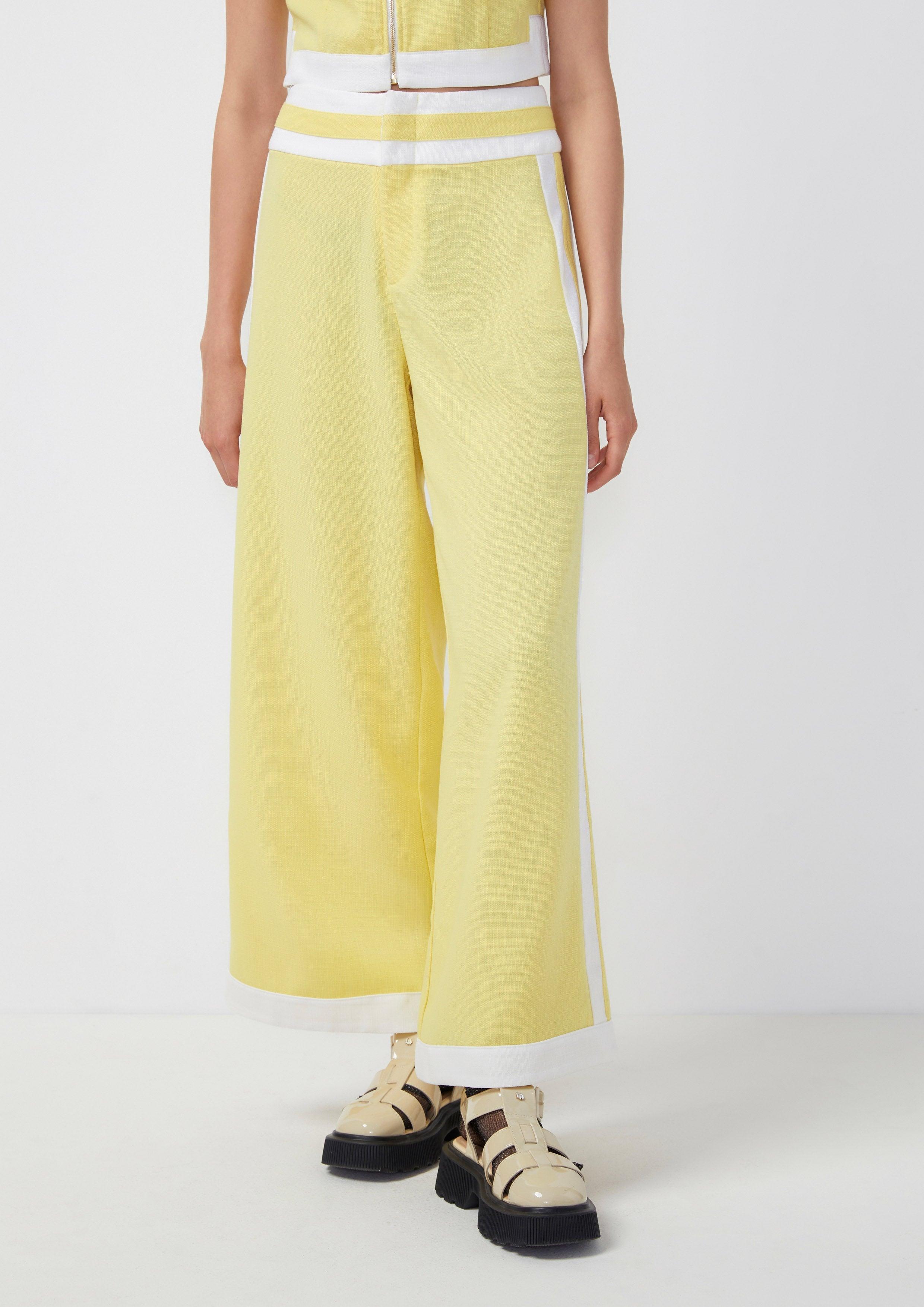 Femme Power Two Tone High Waist Pants Yellow