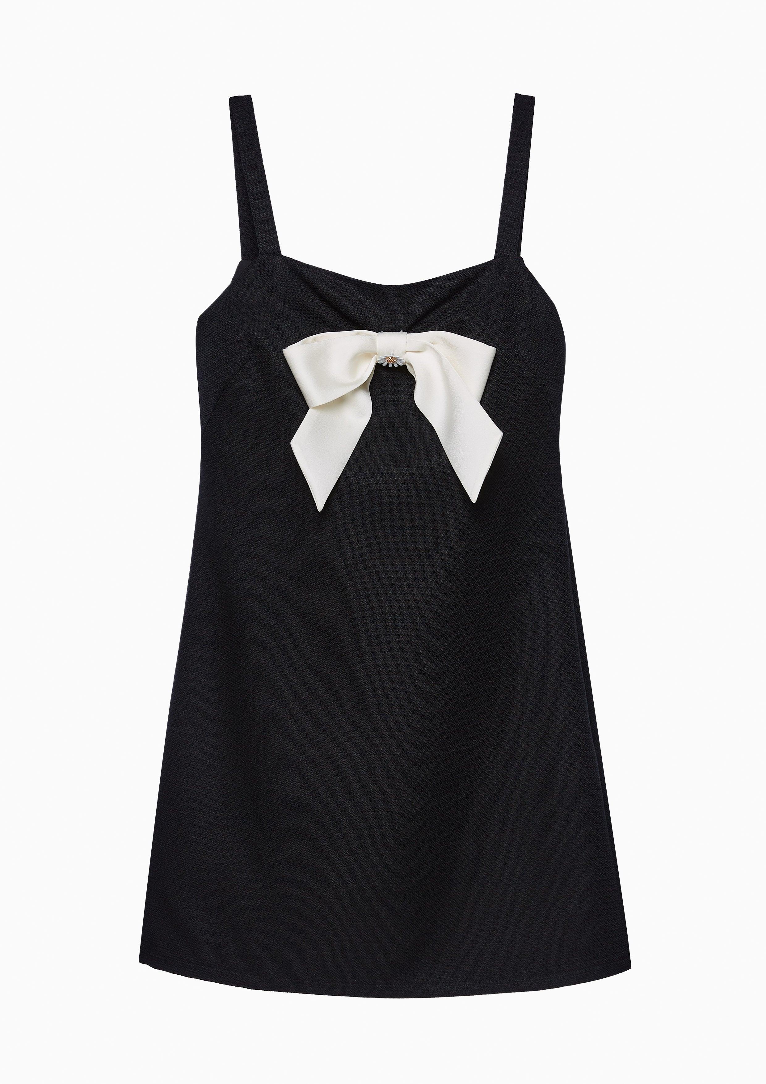 Femme Power Contrast Bow Mini Dress Black