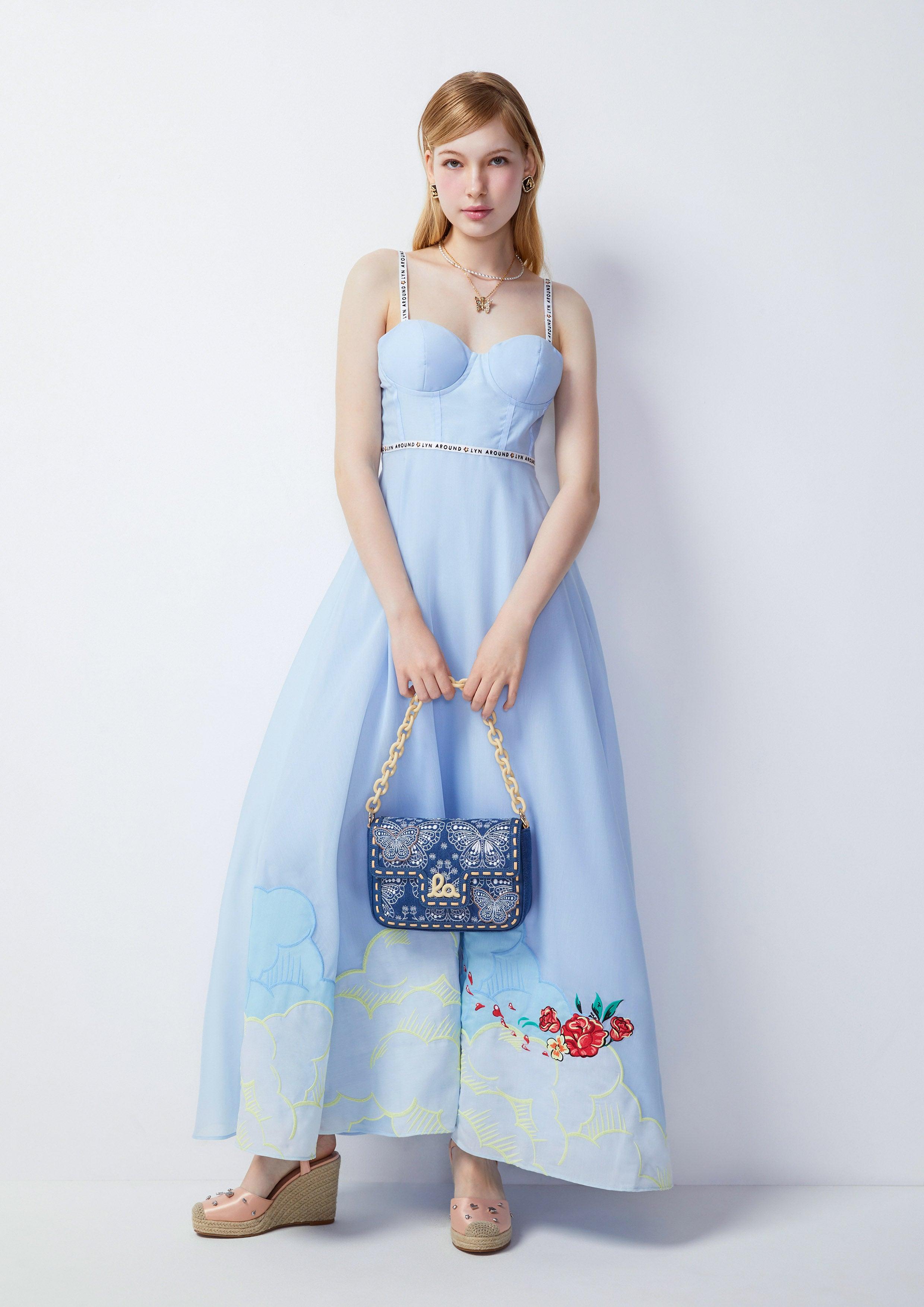 Femme Power Bustier Sleeveless Midi Dress Blue