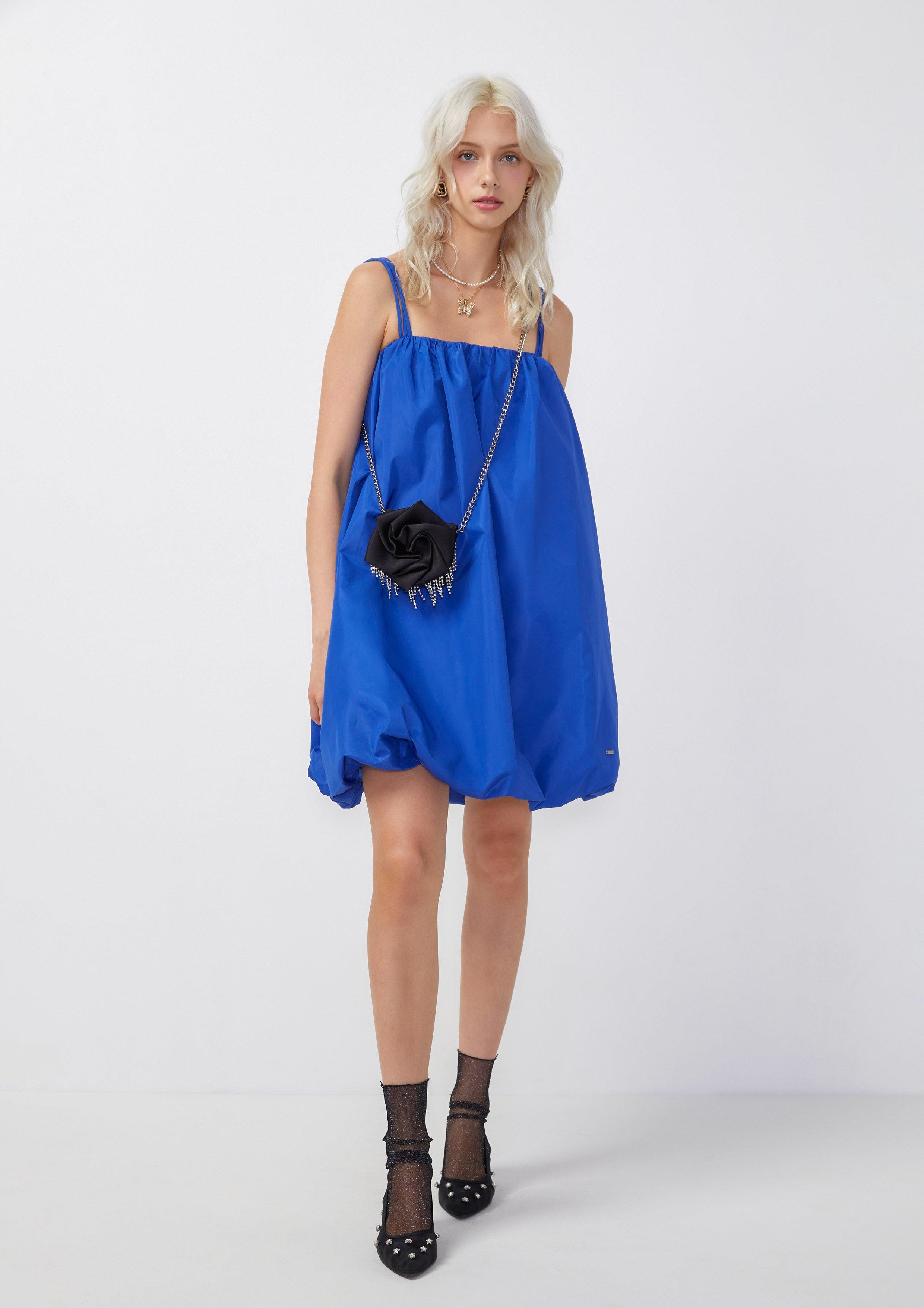 Strappy Sleek Balloon Dress Blue