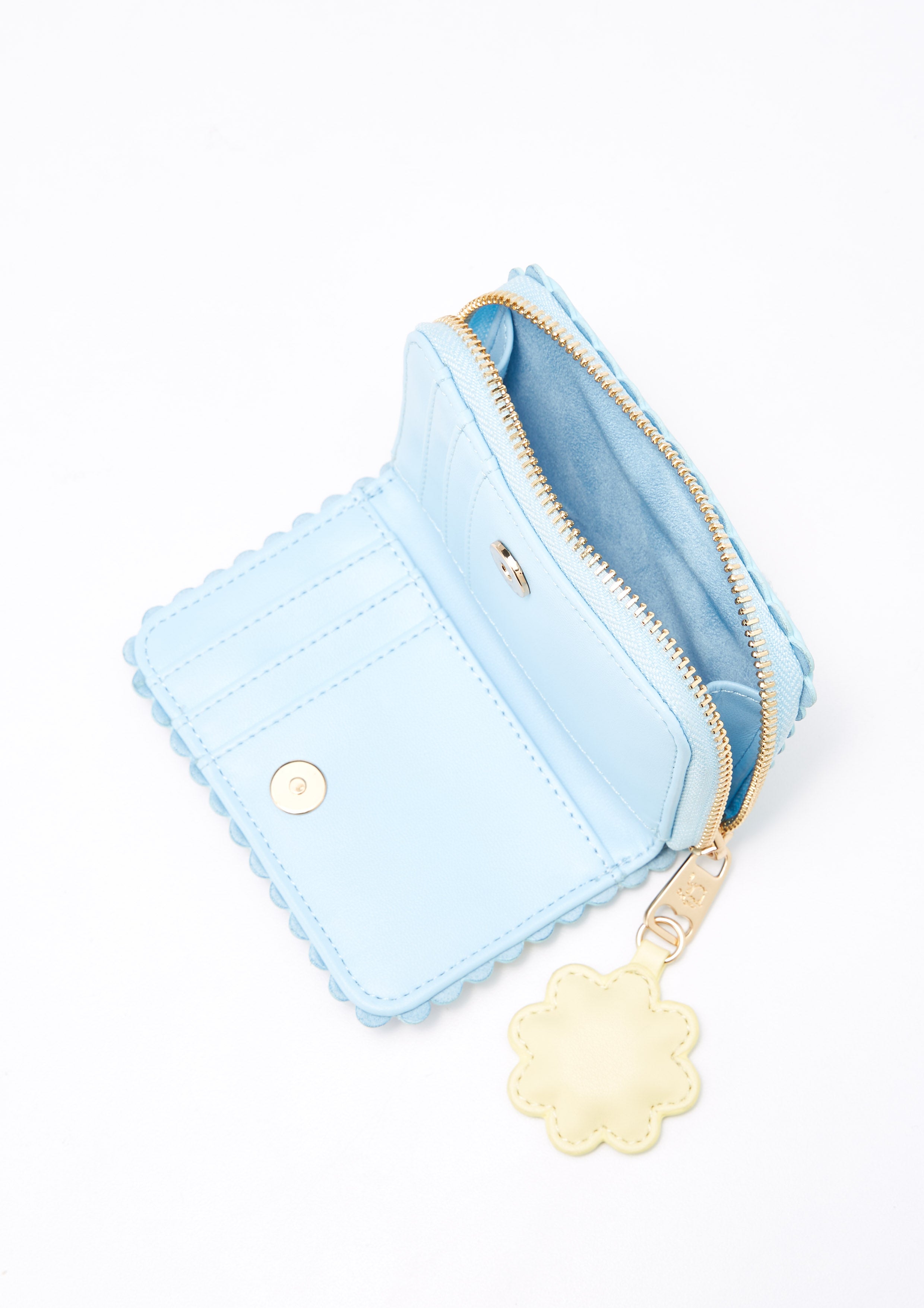 Colorful Blossom Short Zip Wallet Blue