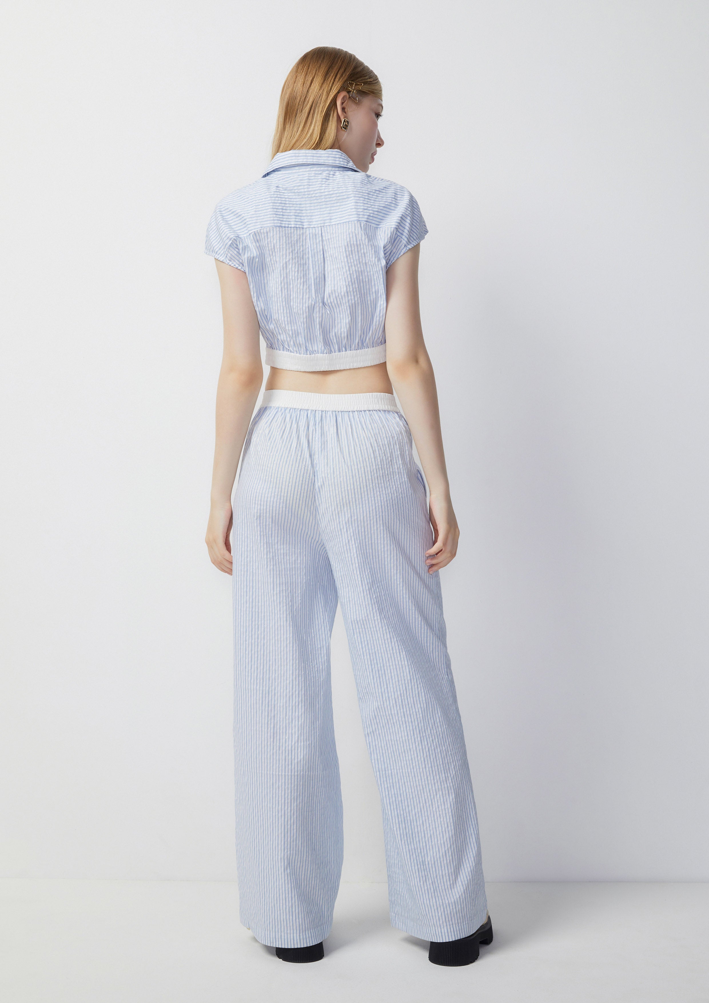 Striped Crop Top And Long Pants Co-Ord Set Femme Power Collection