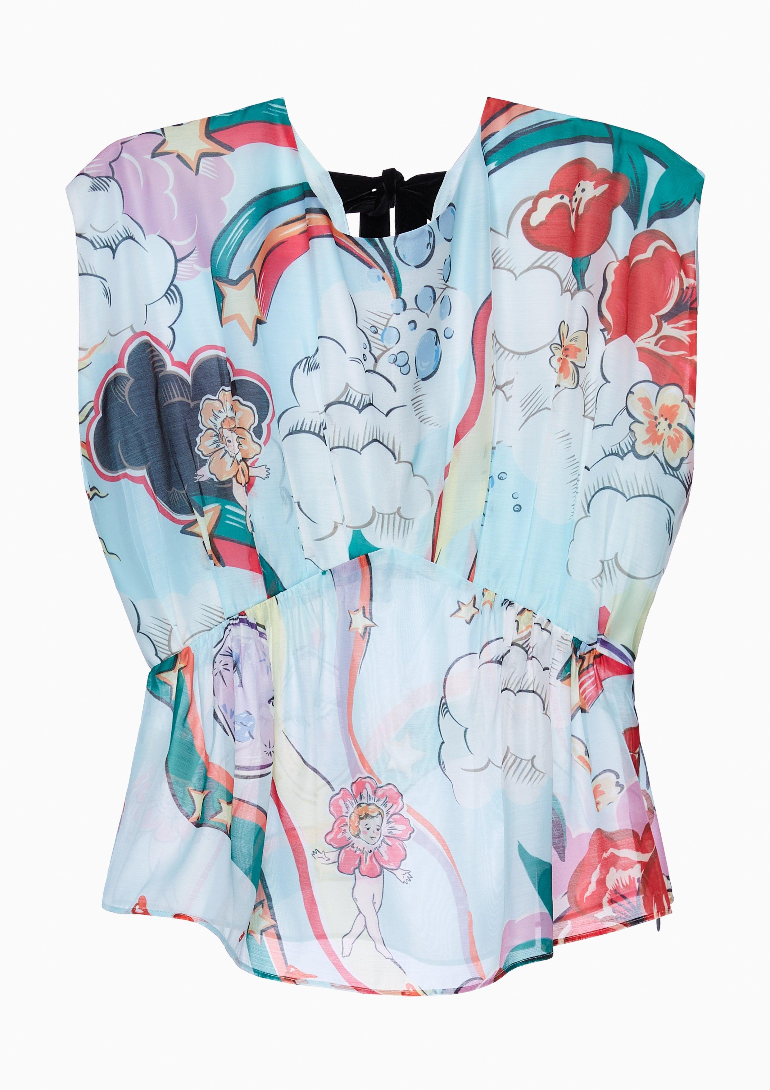 Femme Power Sleeveless Smock Print Top Multi Color