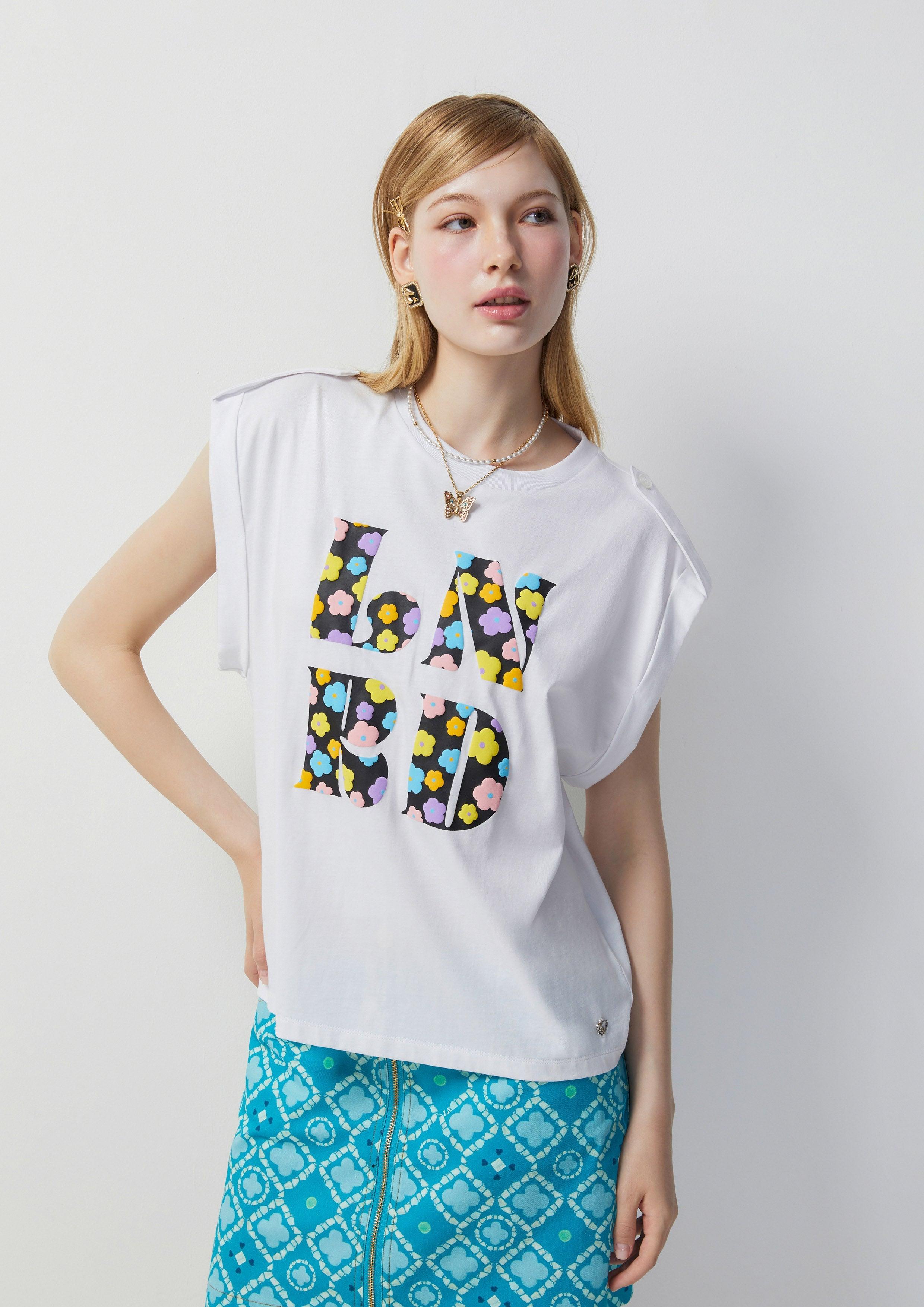 Femme Power Sleeveless Print T Shirt White