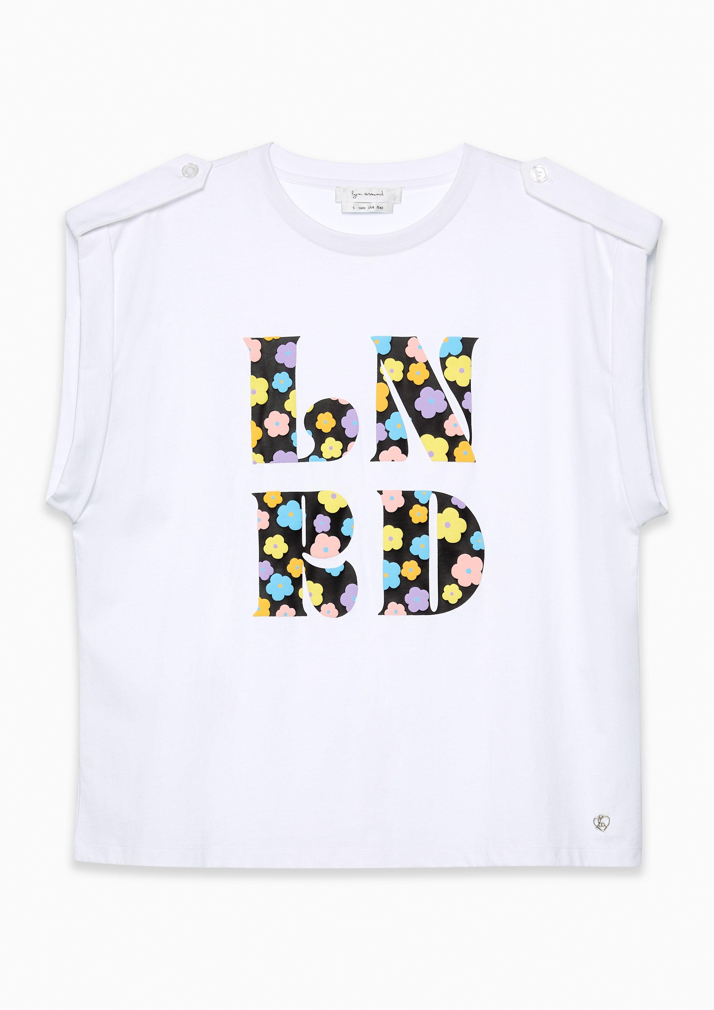 Femme Power Sleeveless Print T Shirt White