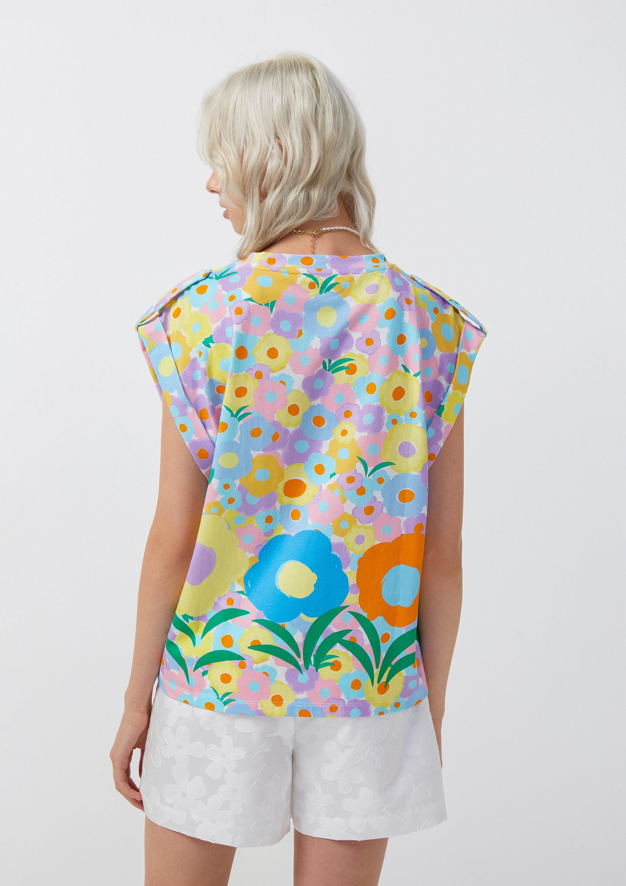 Femme Power Colorful Blossom Sleeveless Top Multi Color