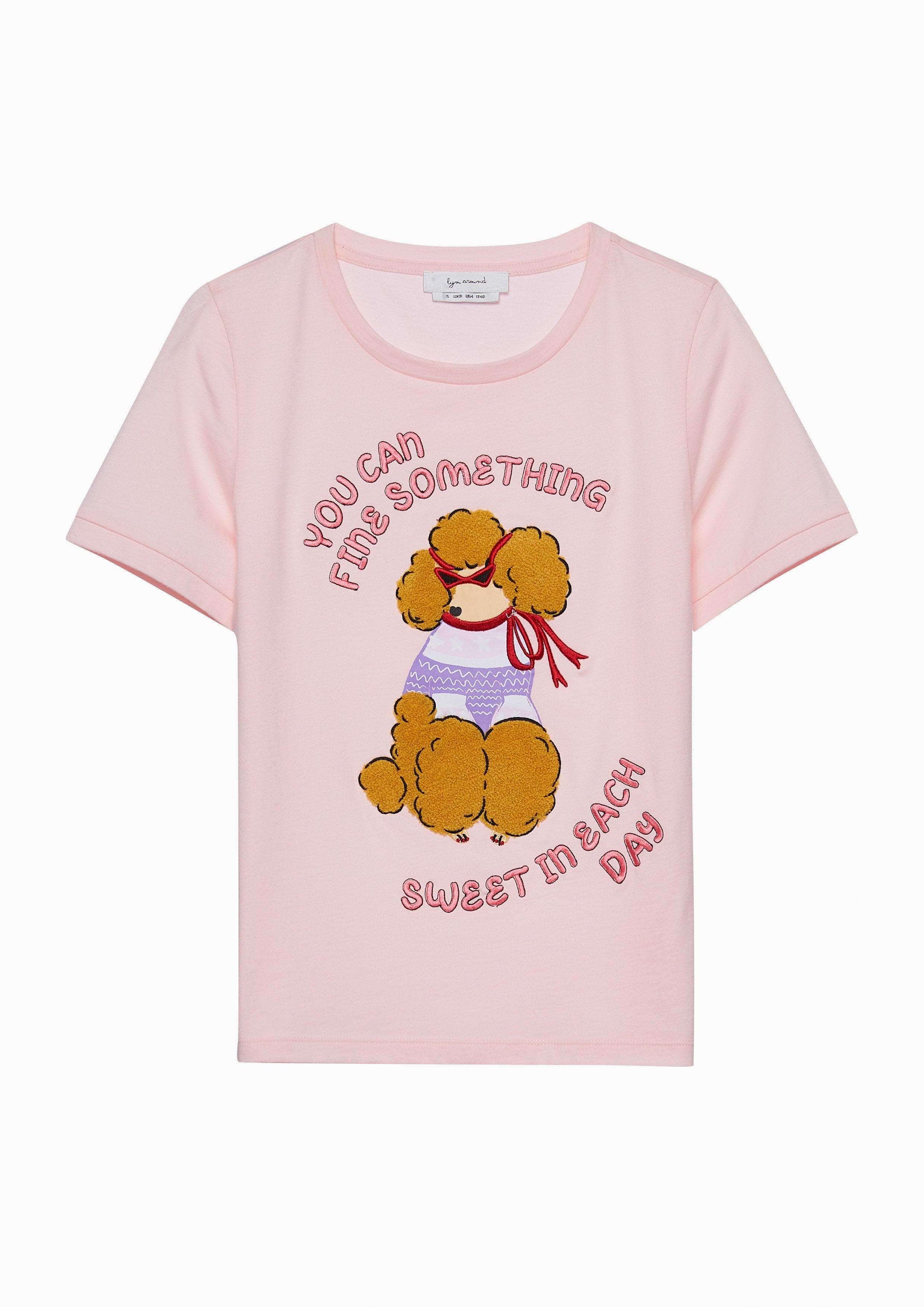 Femme Power Poodle Print T-Shirt Pink