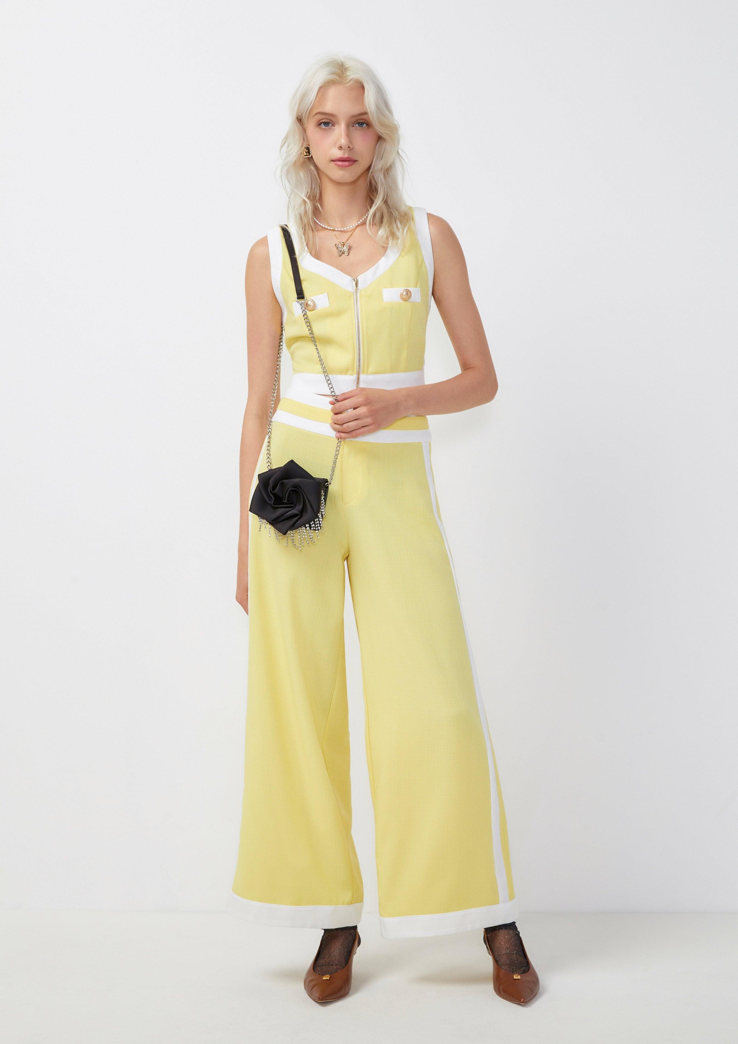 Femme Power Two Tone Crop Top Yellow