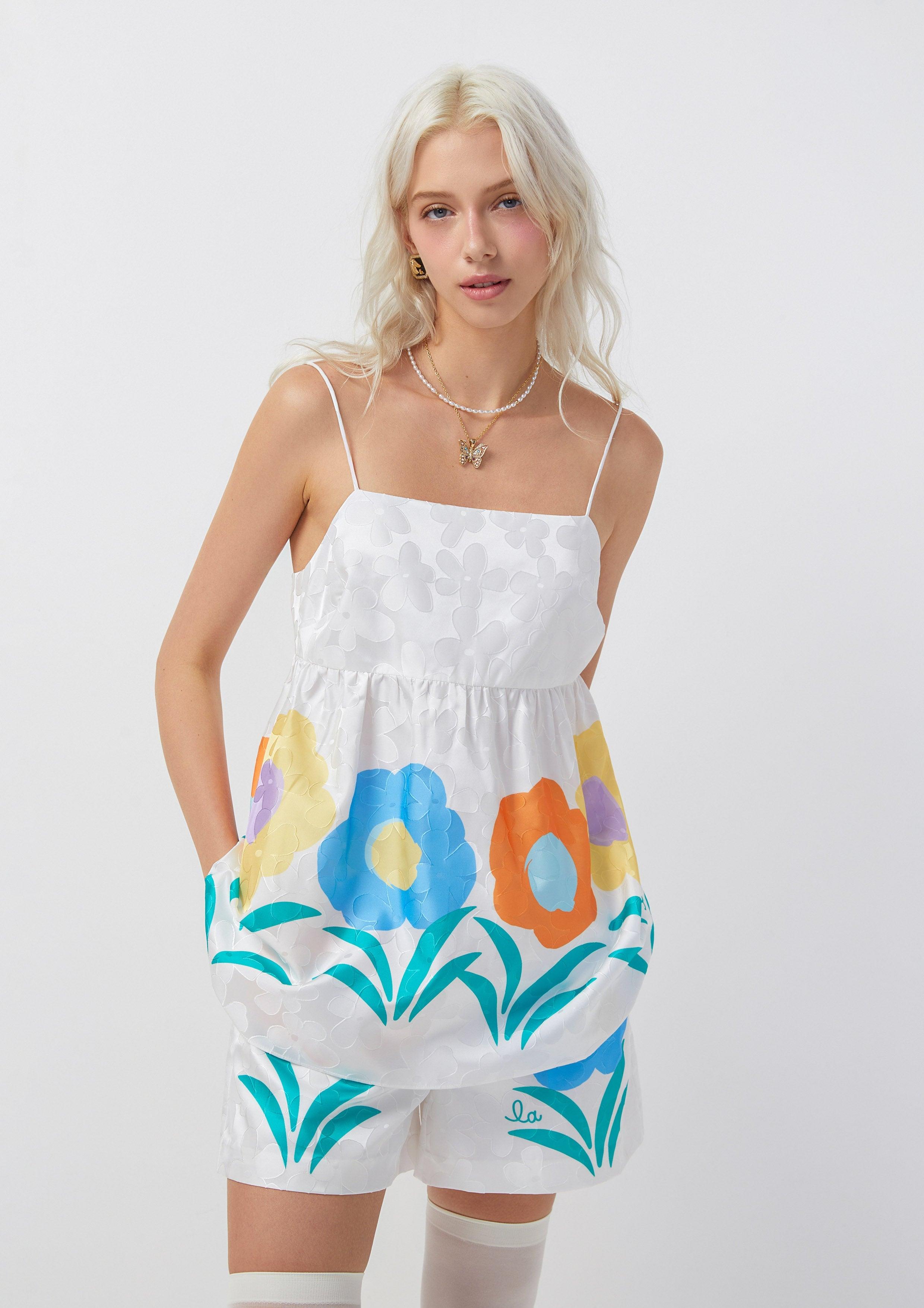 Femme Power Colorful Blossom Cami Top White