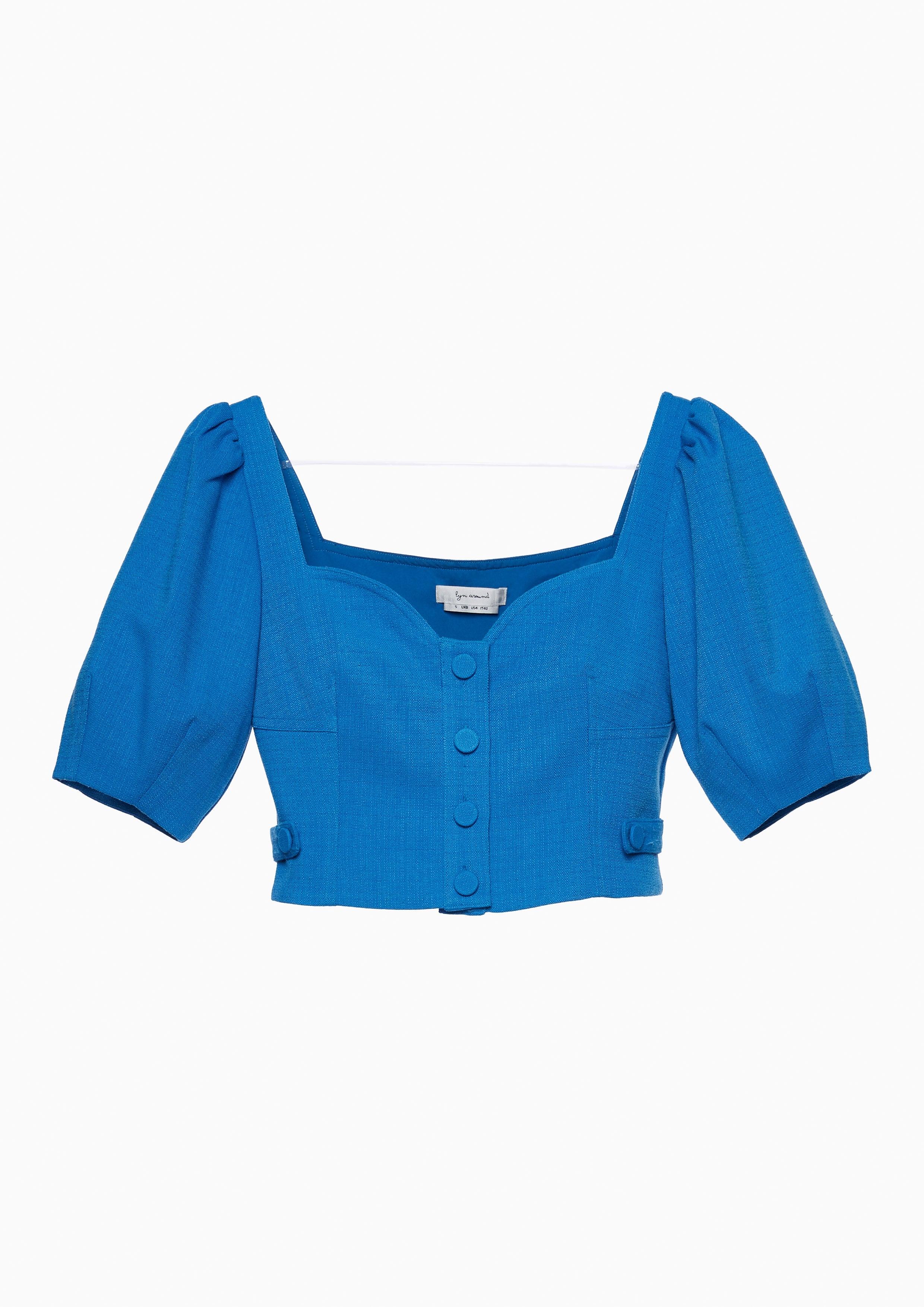 Femme Power Sweetheart Puff Crop Top Blue