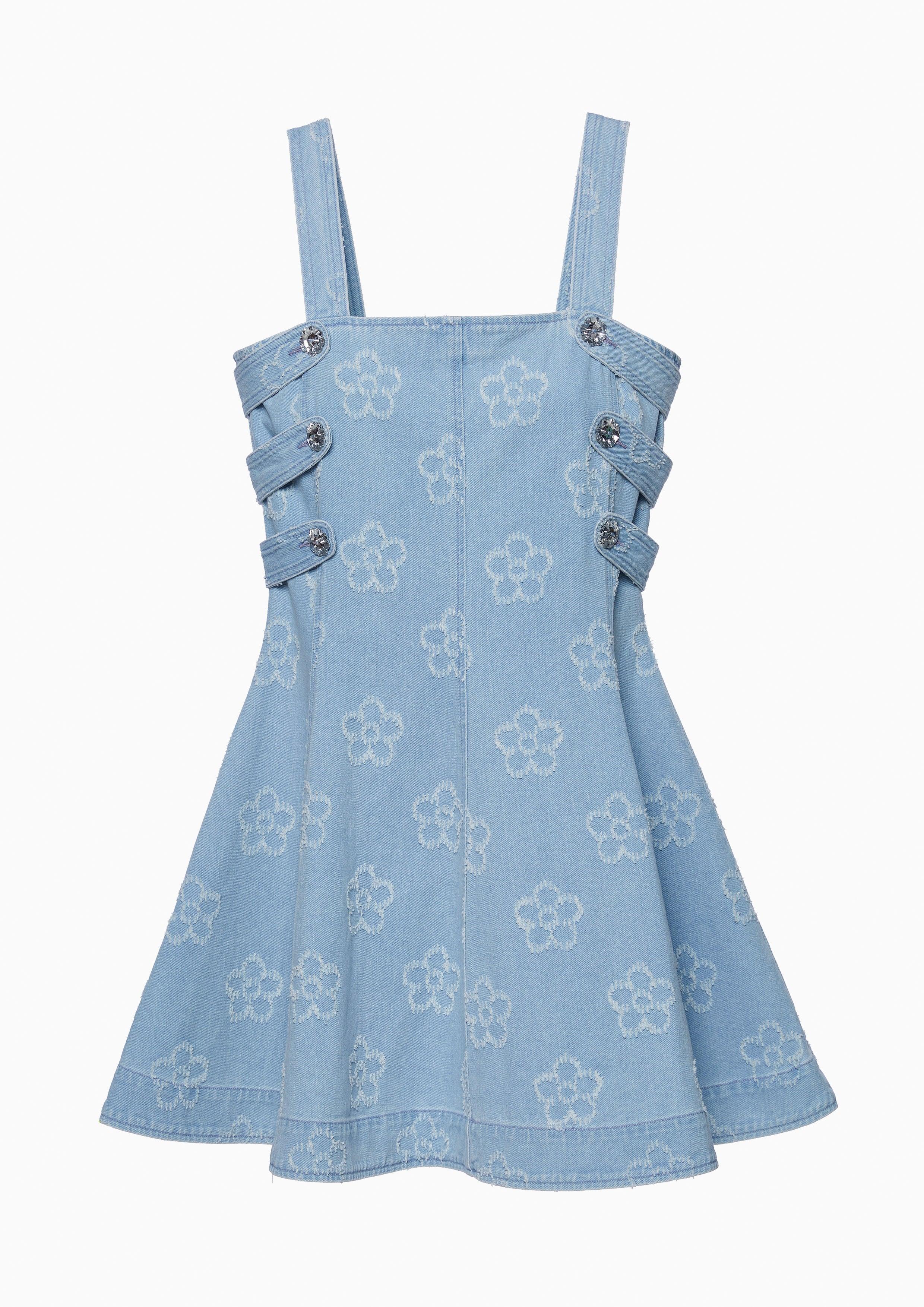 Femme Power Flower Denim Dress Blue