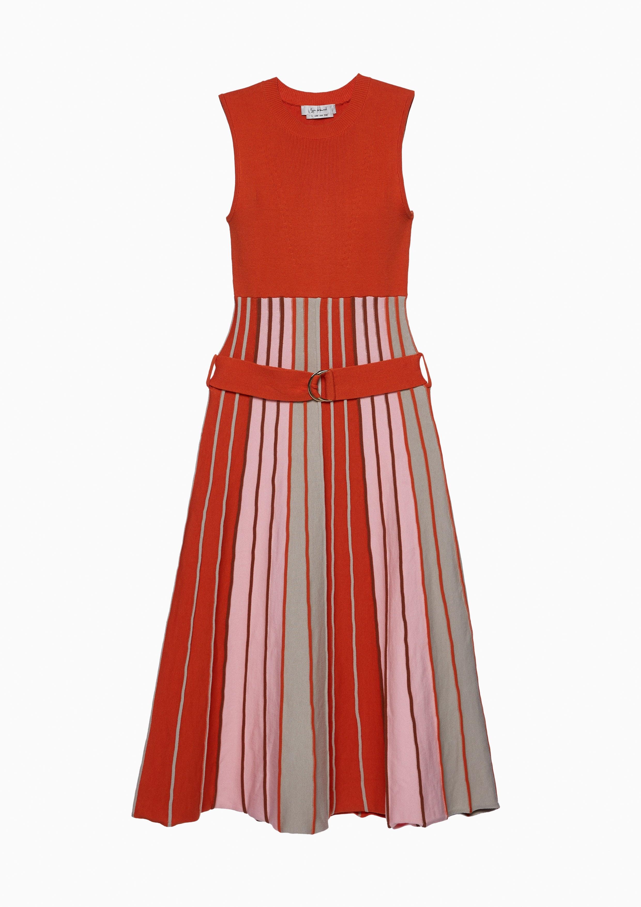 Femme Power A-Line Pleated Dress Orange